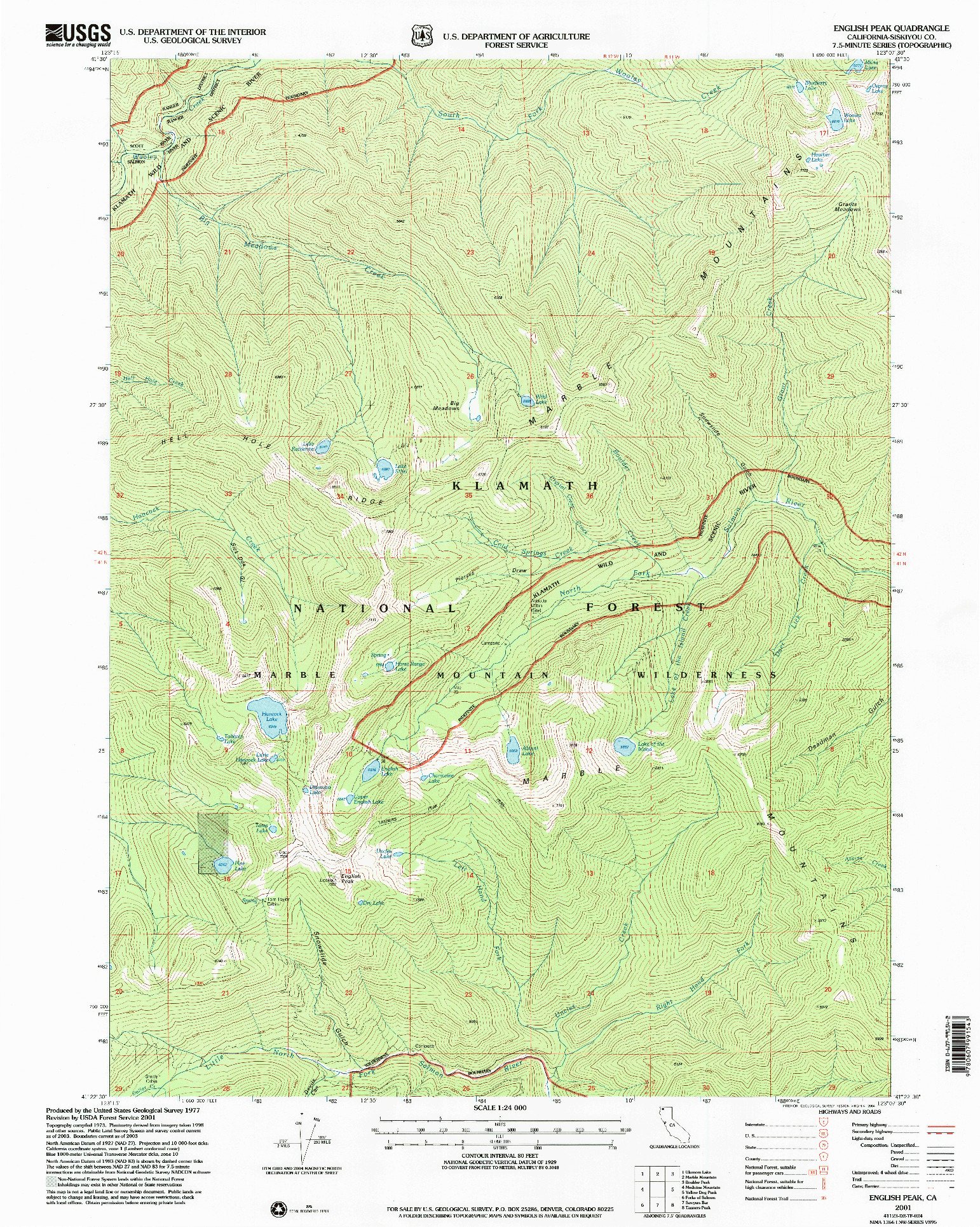 USGS 1:24000-SCALE QUADRANGLE FOR ENGLISH PEAK, CA 2001