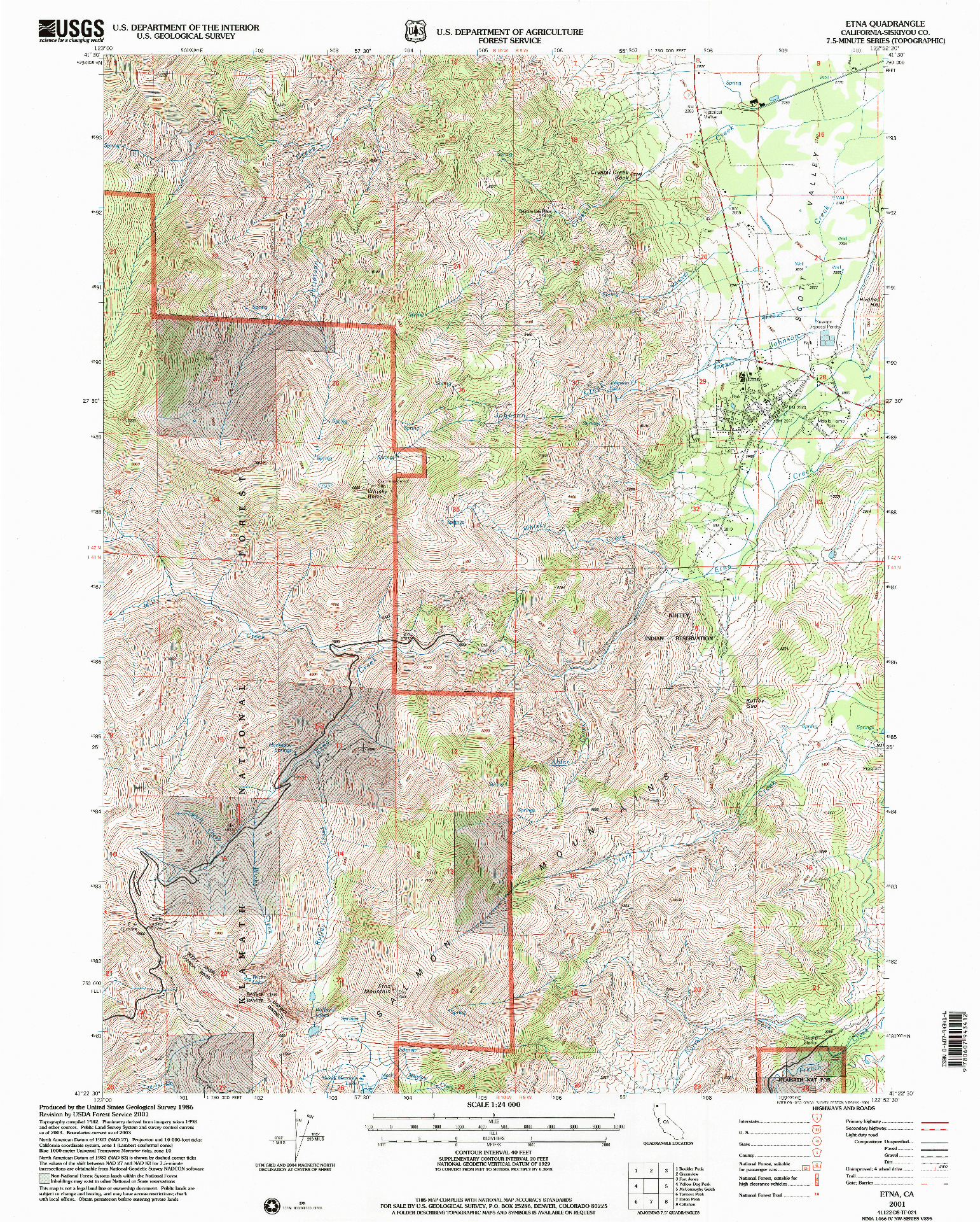 USGS 1:24000-SCALE QUADRANGLE FOR ETNA, CA 2001