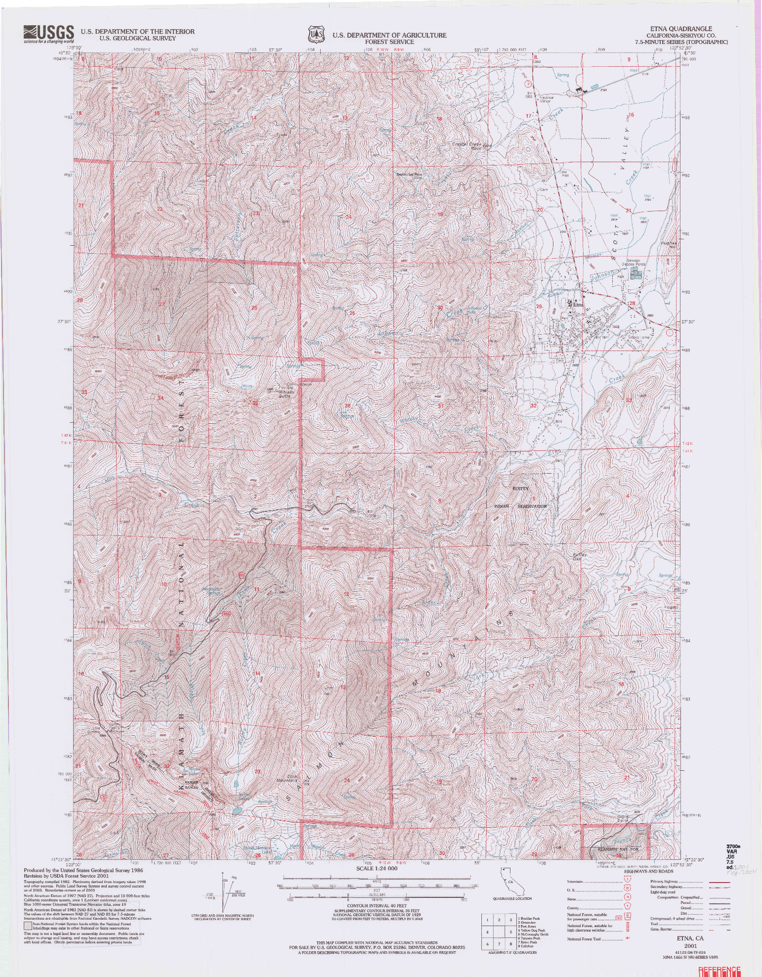 USGS 1:24000-SCALE QUADRANGLE FOR ETNA, CA 2001