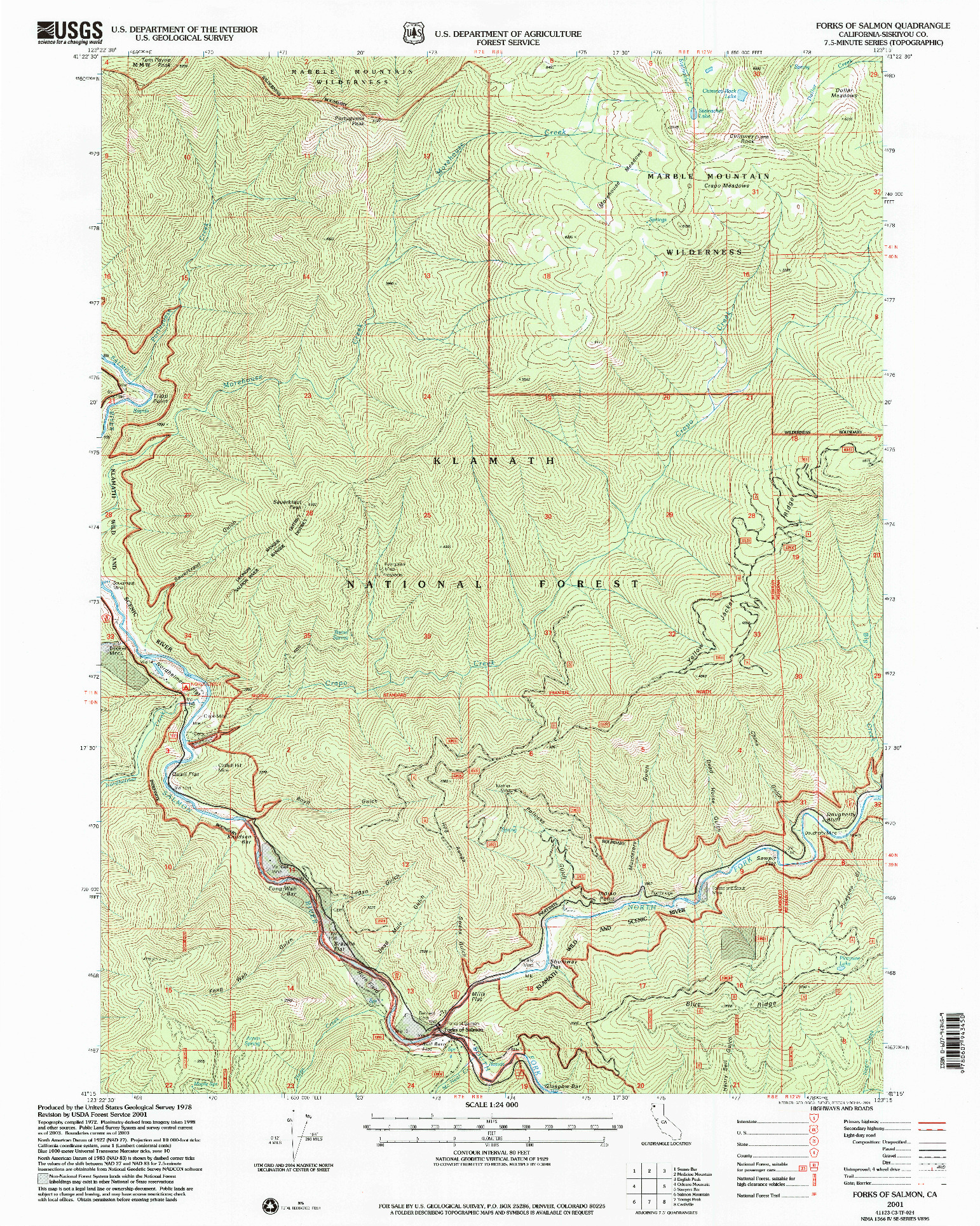 USGS 1:24000-SCALE QUADRANGLE FOR FORKS OF SALMON, CA 2001