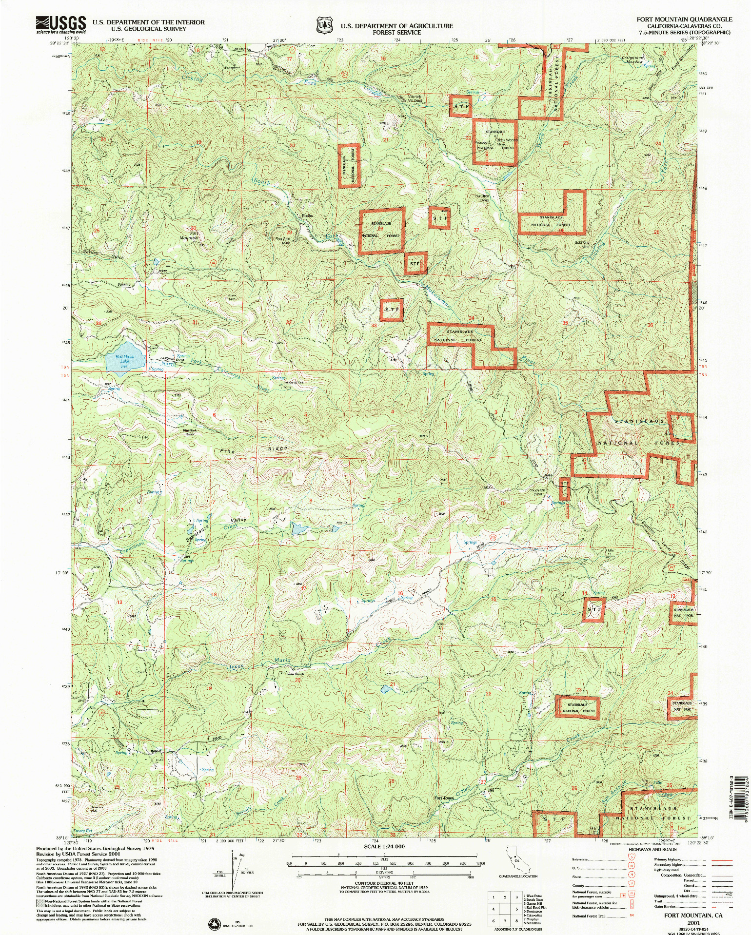 USGS 1:24000-SCALE QUADRANGLE FOR FORT MOUNTAIN, CA 2001