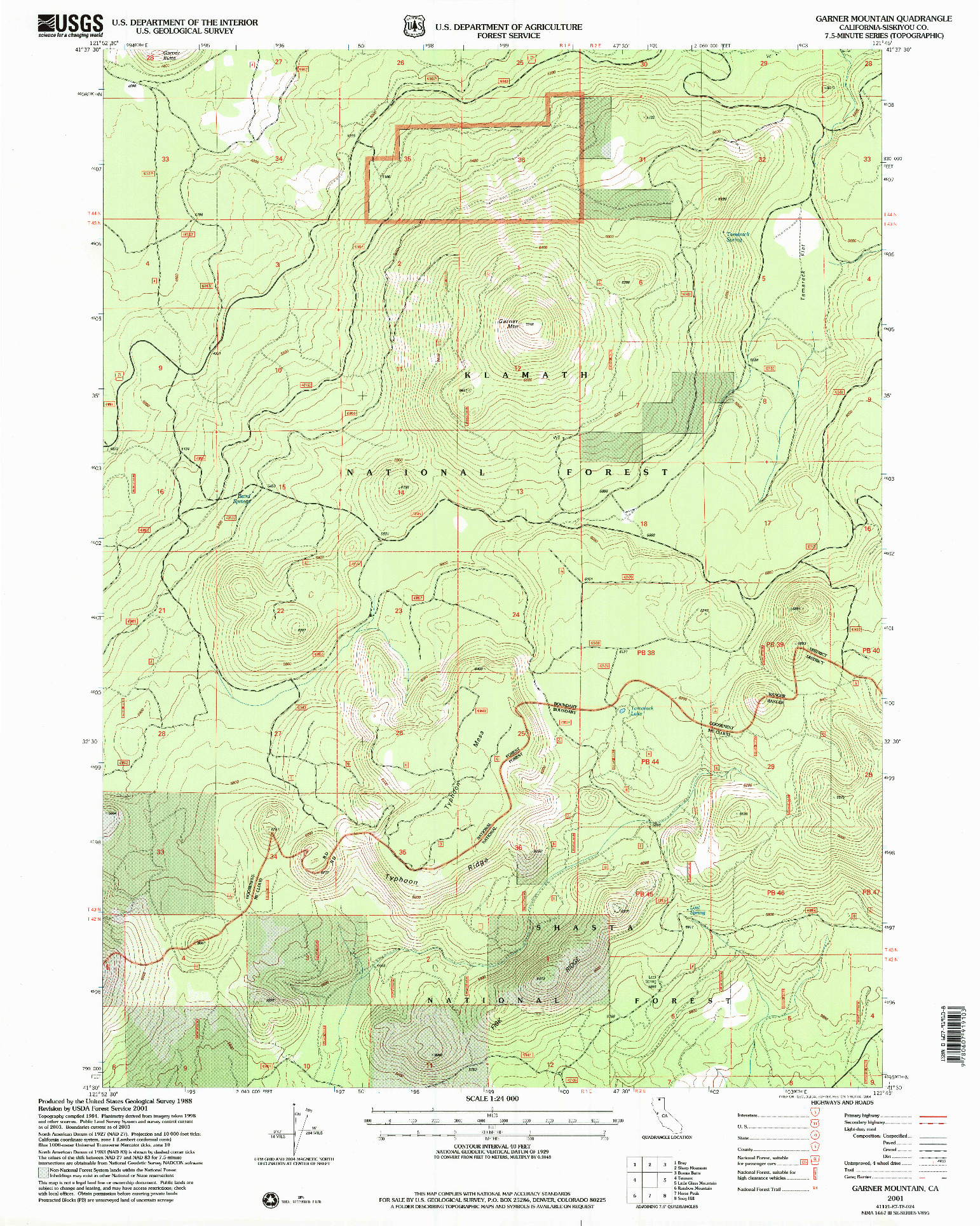 USGS 1:24000-SCALE QUADRANGLE FOR GARNER MOUNTAIN, CA 2001
