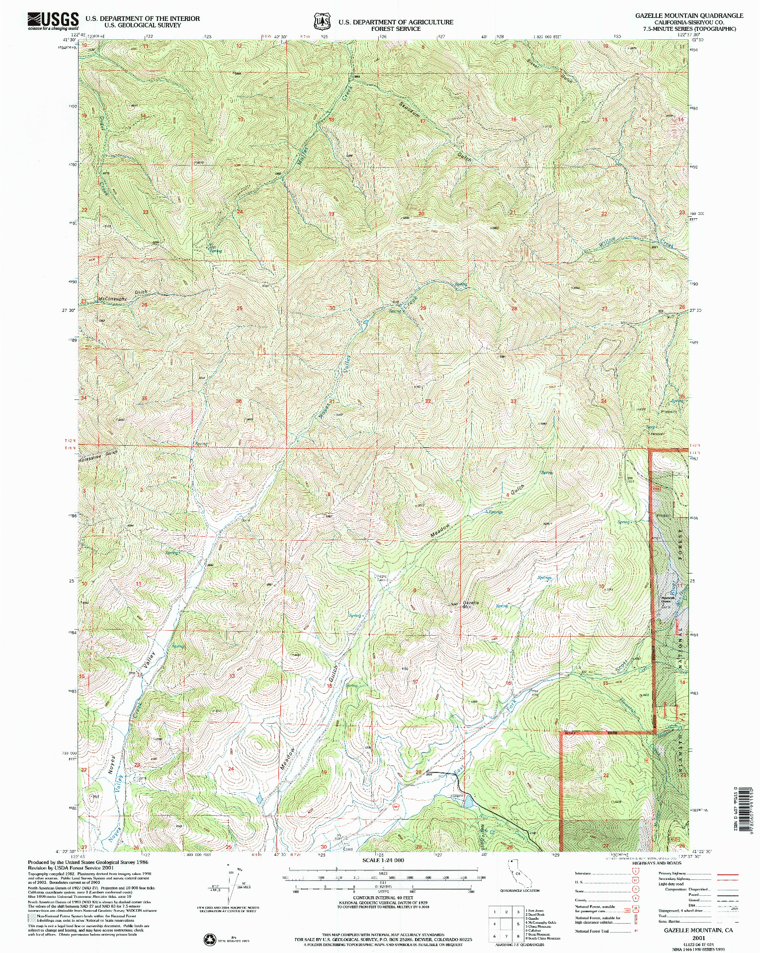 USGS 1:24000-SCALE QUADRANGLE FOR GAZELLE MOUNTAIN, CA 2001