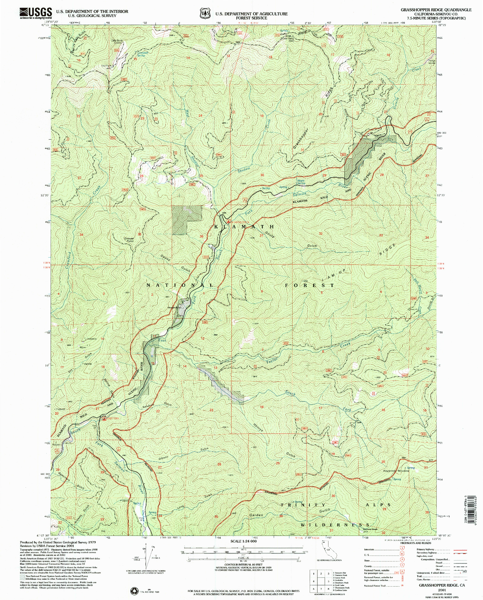 USGS 1:24000-SCALE QUADRANGLE FOR GRASSHOPPER RIDGE, CA 2001
