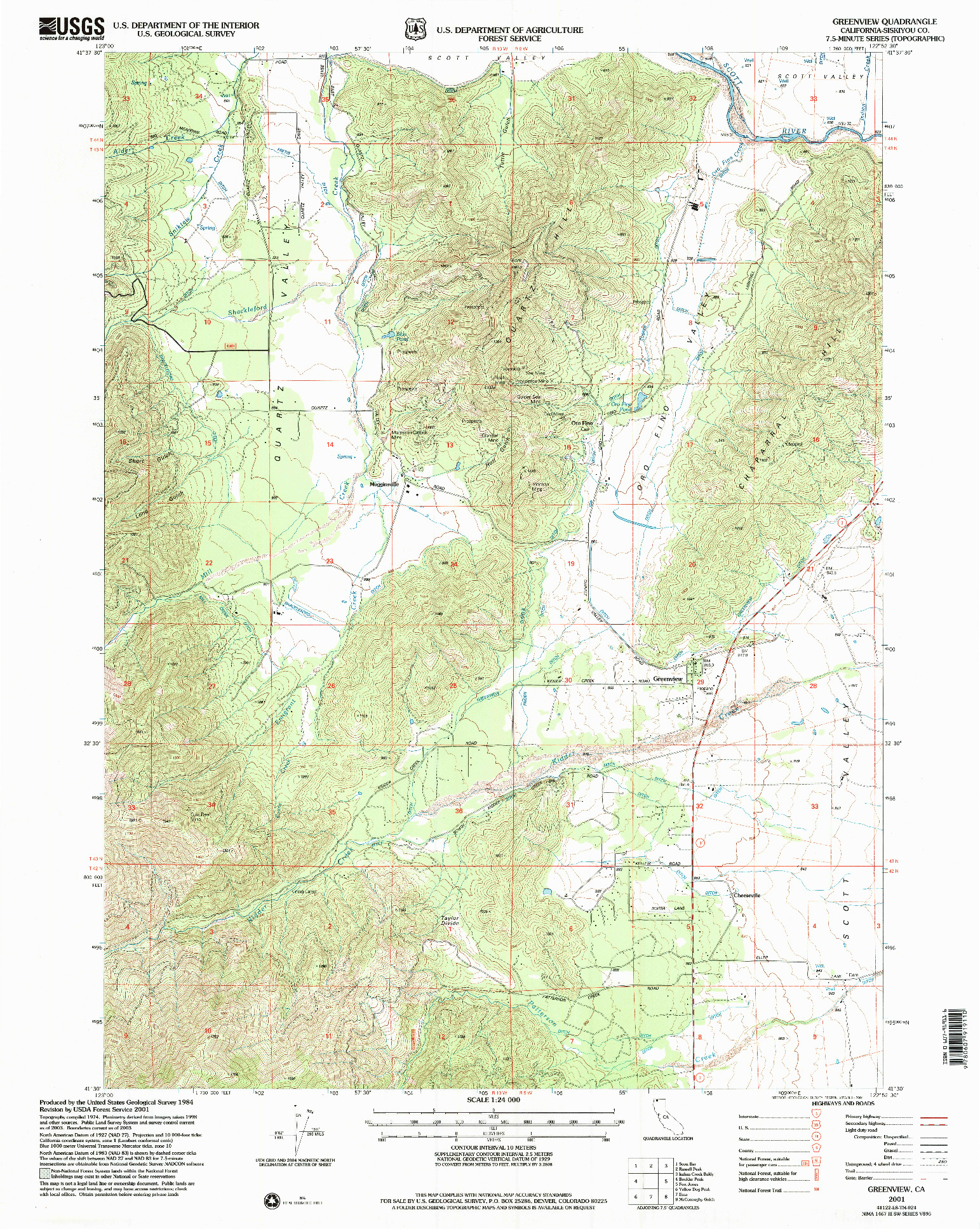 USGS 1:24000-SCALE QUADRANGLE FOR GREENVIEW, CA 2001