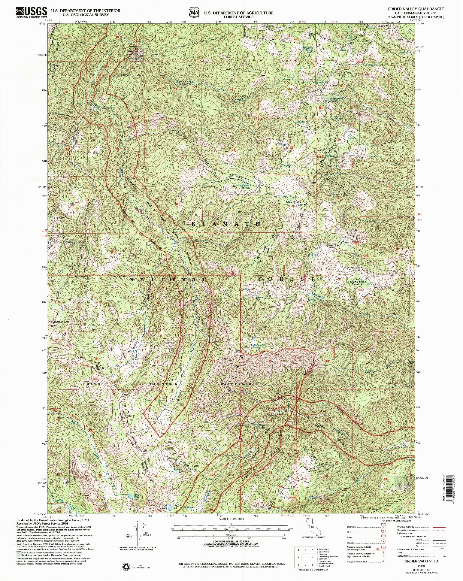 USGS 1:24000-SCALE QUADRANGLE FOR GRIDER VALLEY, CA 2001