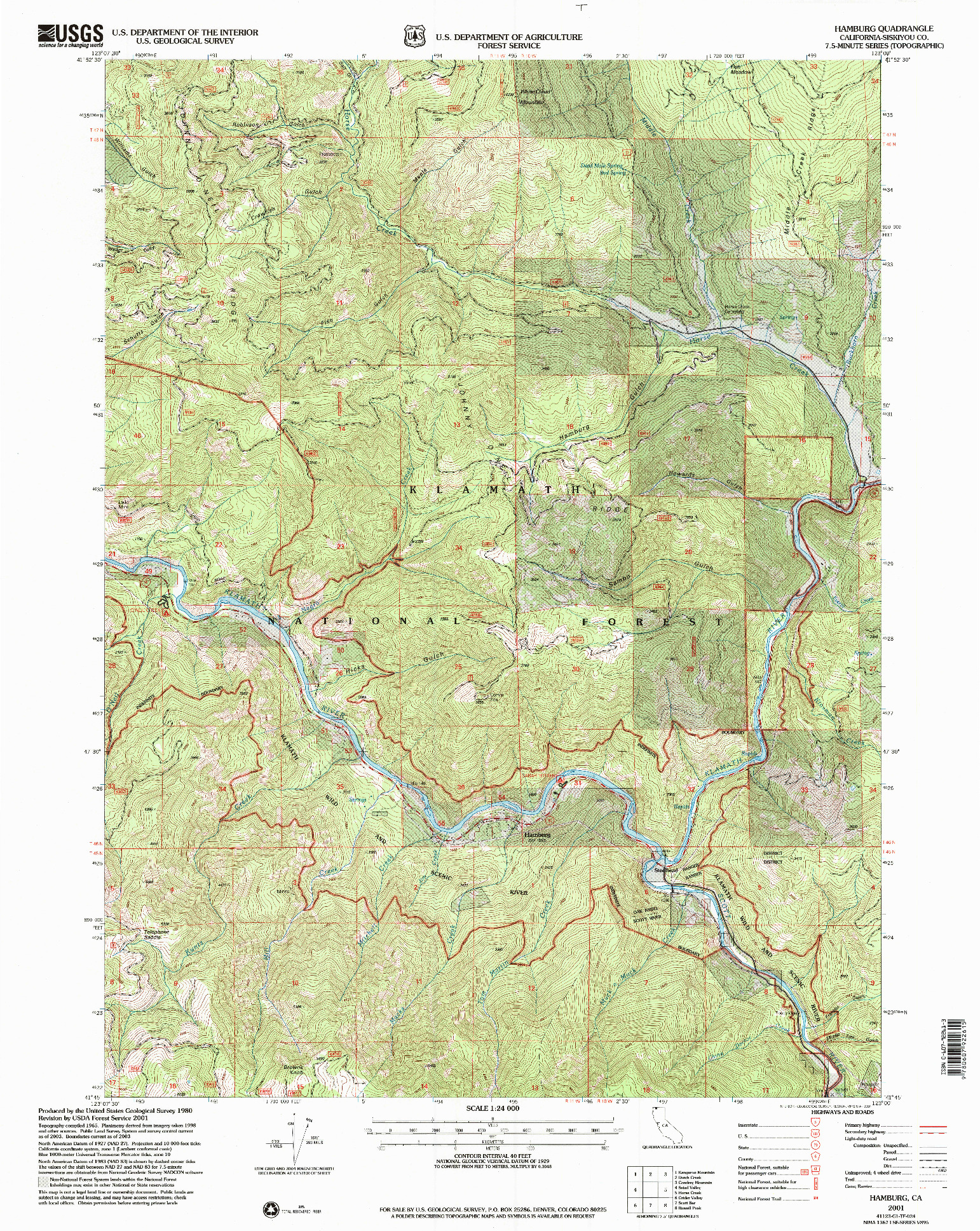 USGS 1:24000-SCALE QUADRANGLE FOR HAMBURG, CA 2001