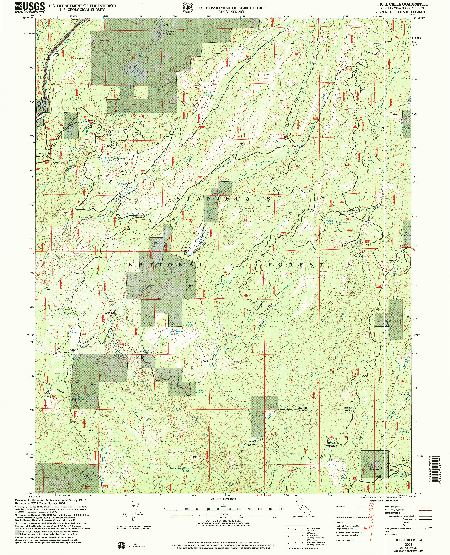 USGS 1:24000-SCALE QUADRANGLE FOR HULL CREEK, CA 2001