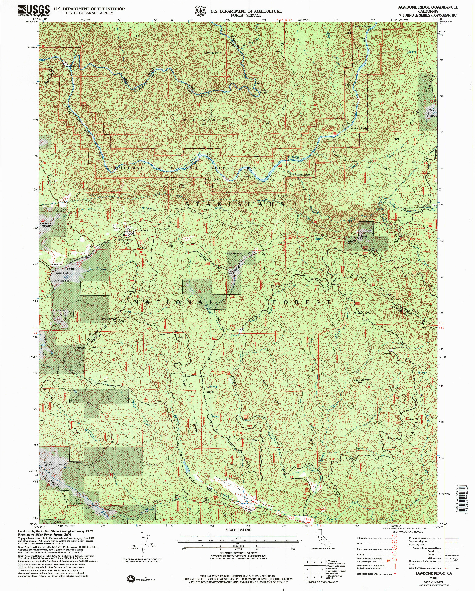 USGS 1:24000-SCALE QUADRANGLE FOR JAWBONE RIDGE, CA 2001