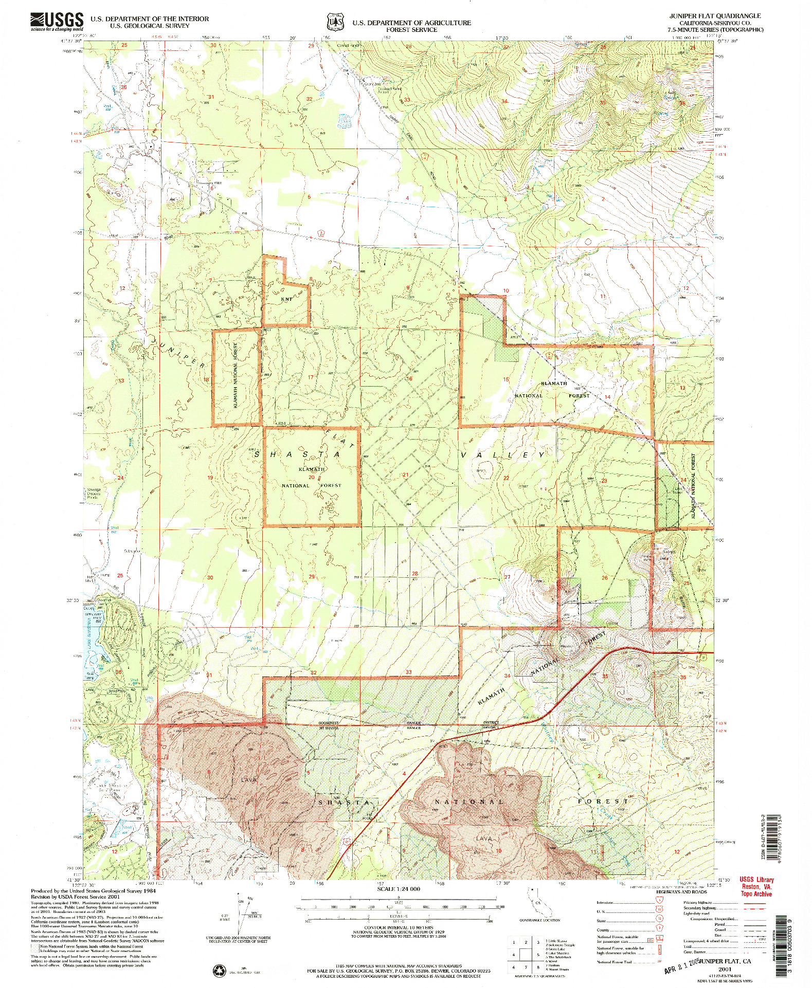 USGS 1:24000-SCALE QUADRANGLE FOR JUNIPER FLAT, CA 2001