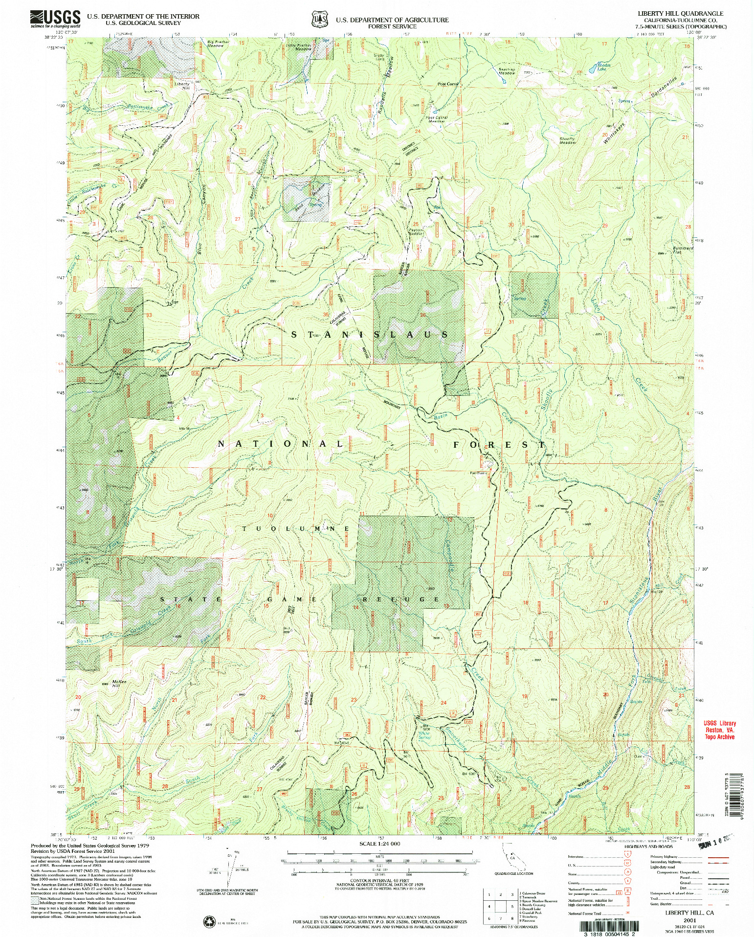 USGS 1:24000-SCALE QUADRANGLE FOR LIBERTY HILL, CA 2001