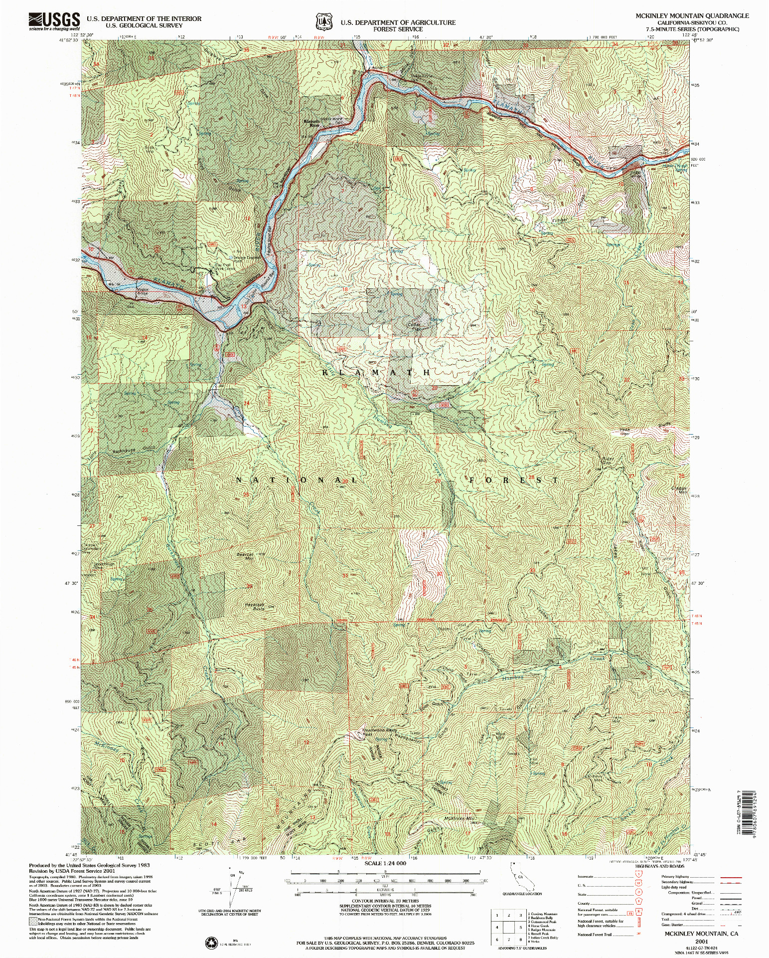 USGS 1:24000-SCALE QUADRANGLE FOR MCKINLEY MOUNTAIN, CA 2001