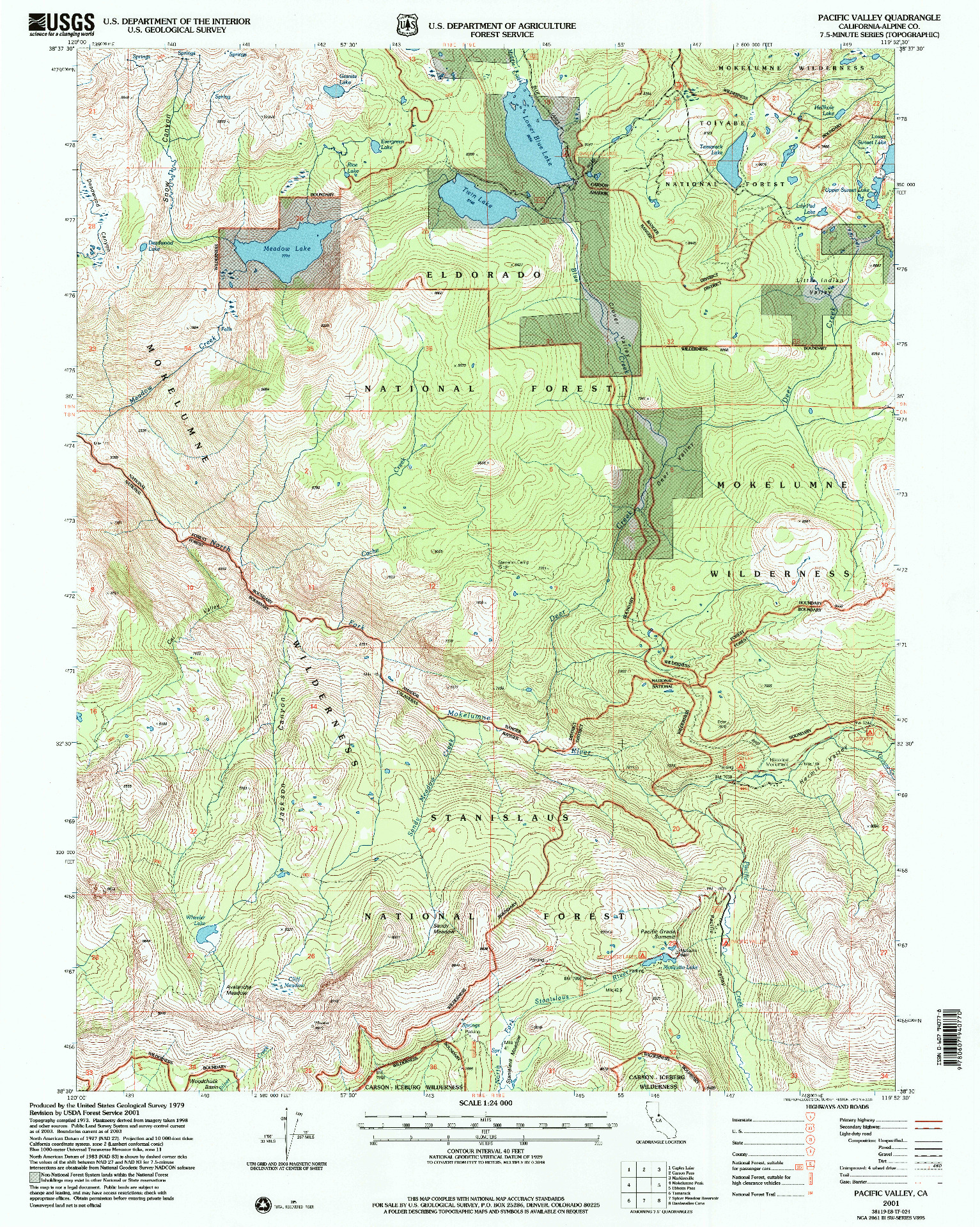 USGS 1:24000-SCALE QUADRANGLE FOR PACIFIC VALLEY, CA 2001