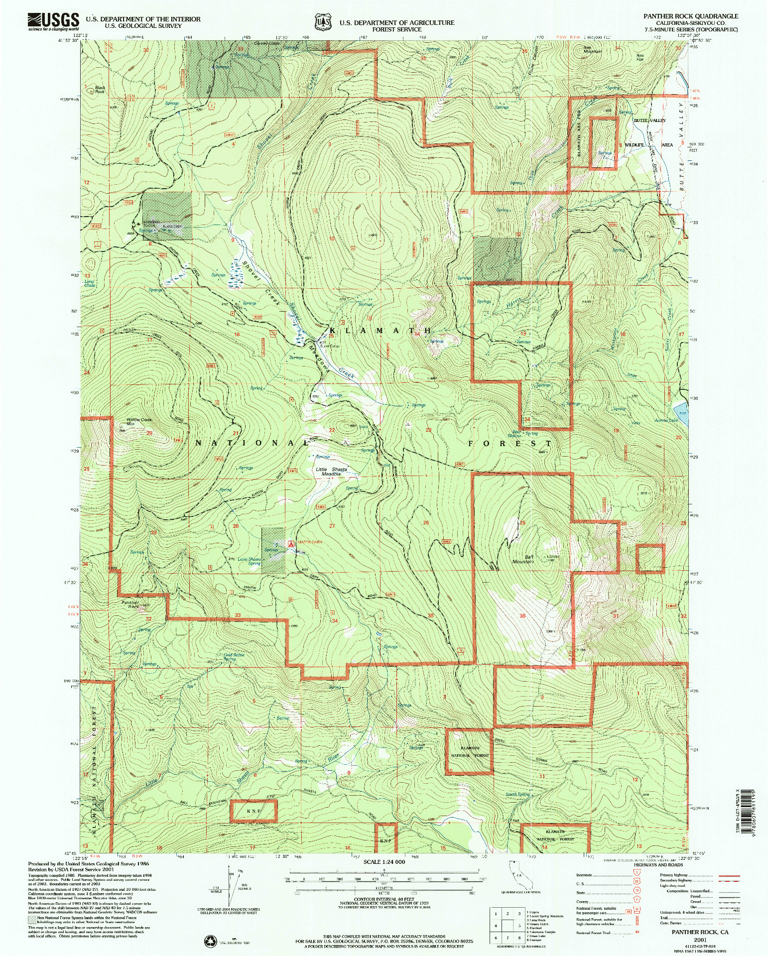 USGS 1:24000-SCALE QUADRANGLE FOR PANTHER ROCK, CA 2001