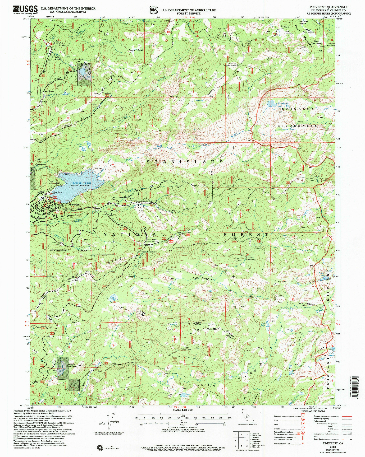 USGS 1:24000-SCALE QUADRANGLE FOR PINE CREST, CA 2001