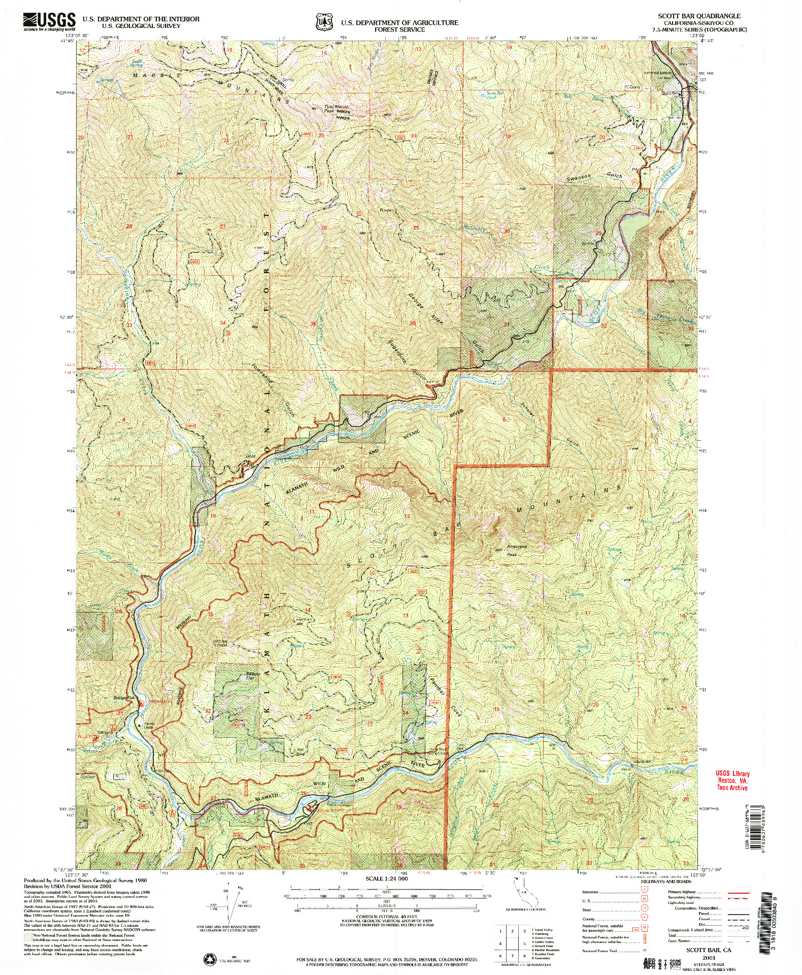 USGS 1:24000-SCALE QUADRANGLE FOR SCOTT BAR, CA 2001