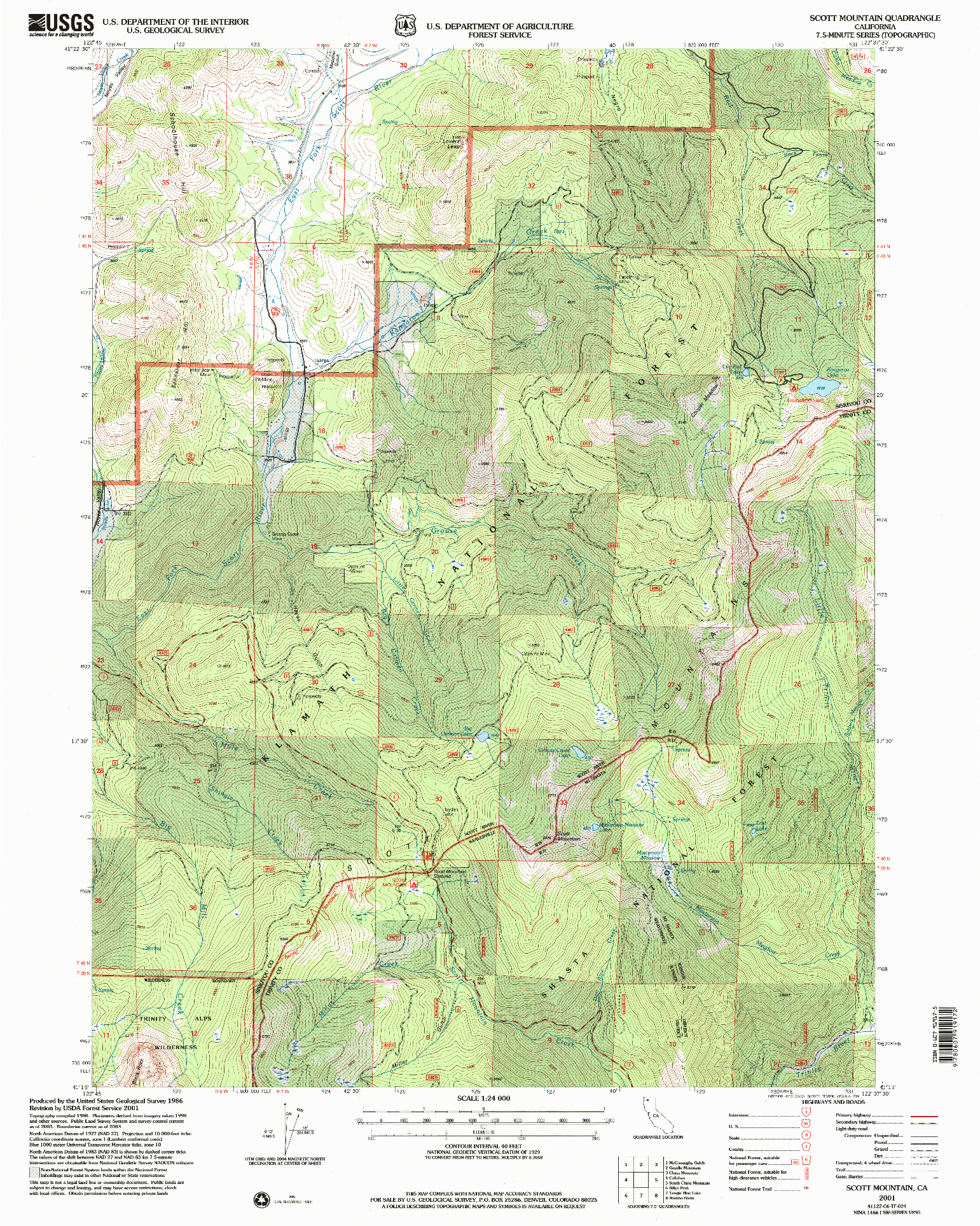USGS 1:24000-SCALE QUADRANGLE FOR SCOTT MOUNTAIN, CA 2001