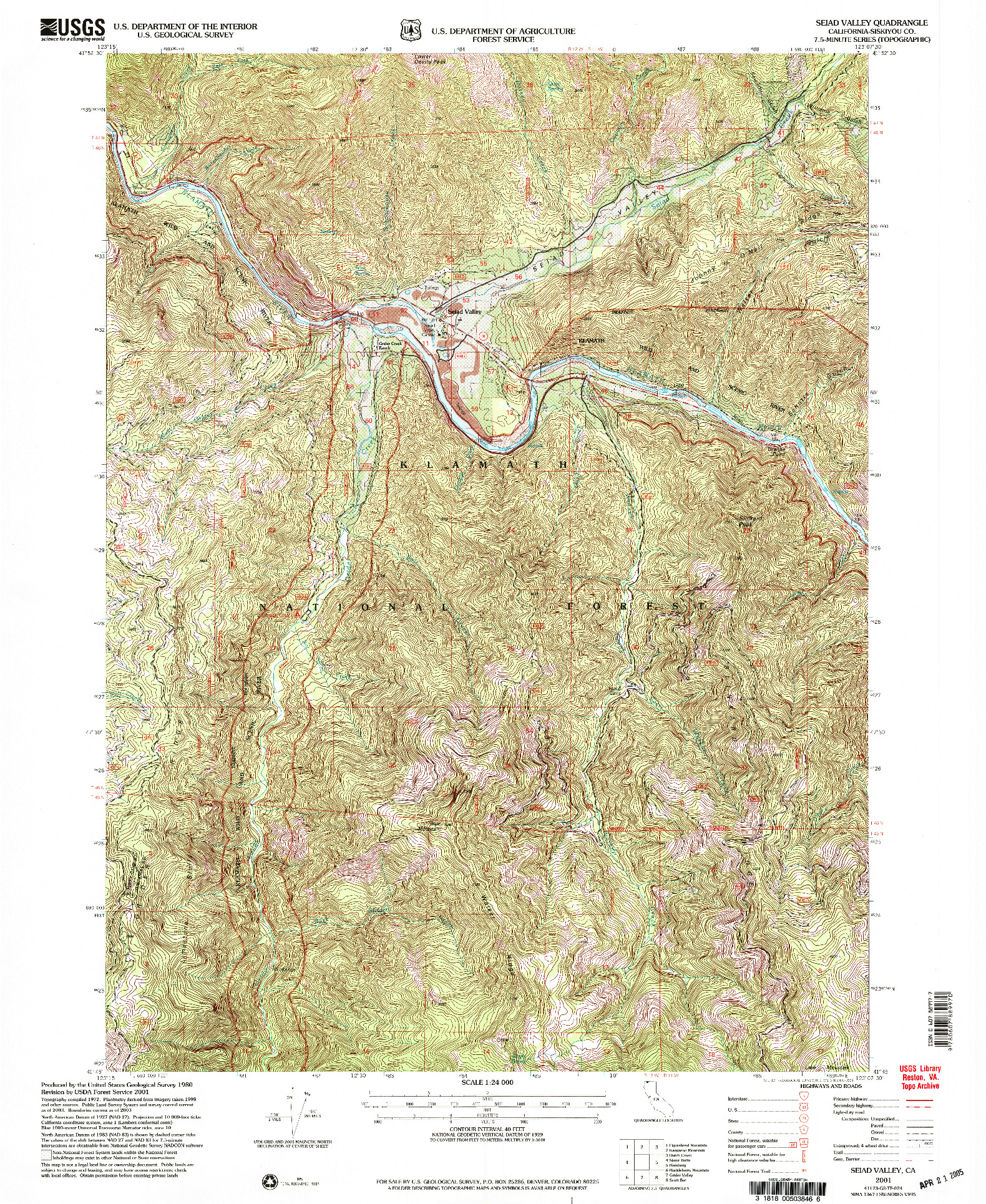 USGS 1:24000-SCALE QUADRANGLE FOR SEIAD VALLEY, CA 2001