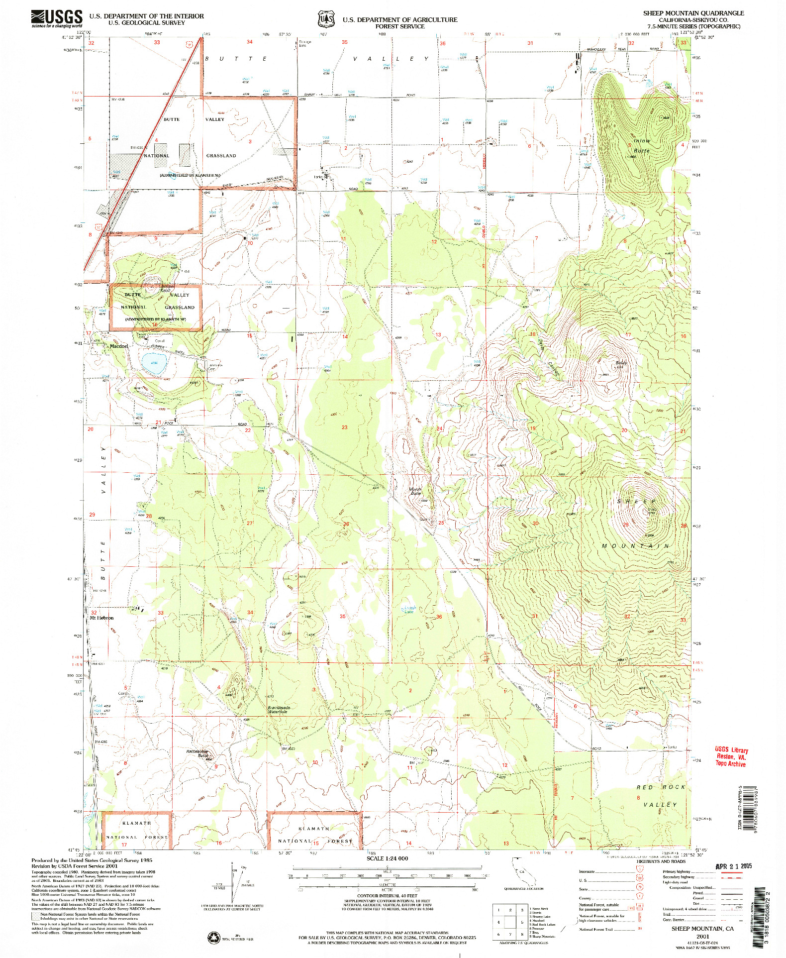 USGS 1:24000-SCALE QUADRANGLE FOR SHEEP MOUNTAIN, CA 2001