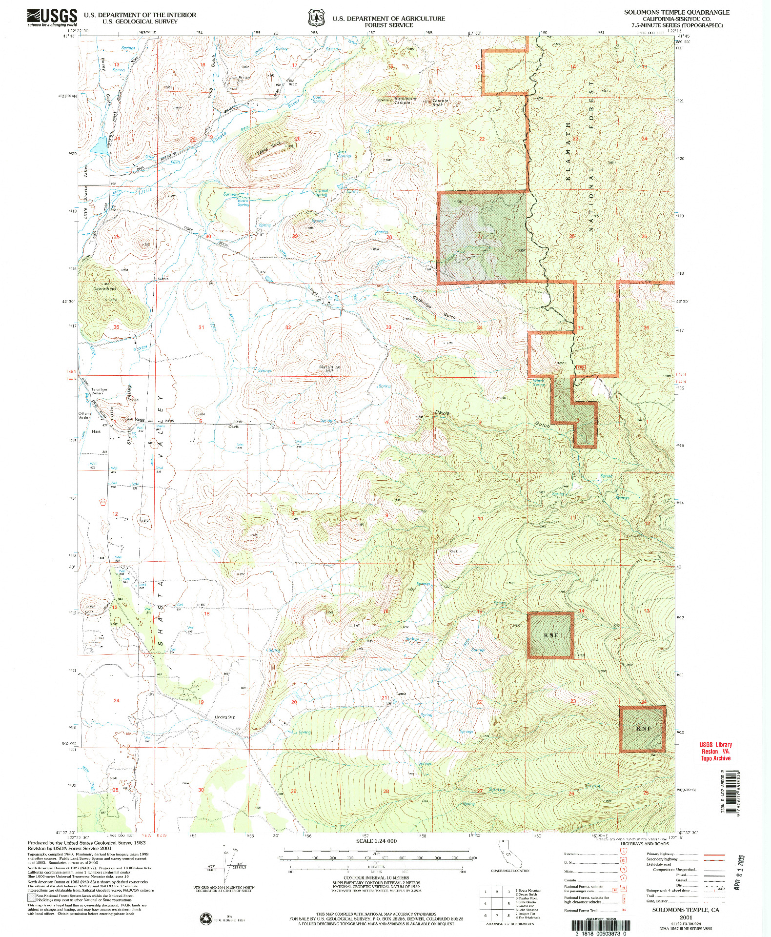 USGS 1:24000-SCALE QUADRANGLE FOR SOLOMONS TEMPLE, CA 2001