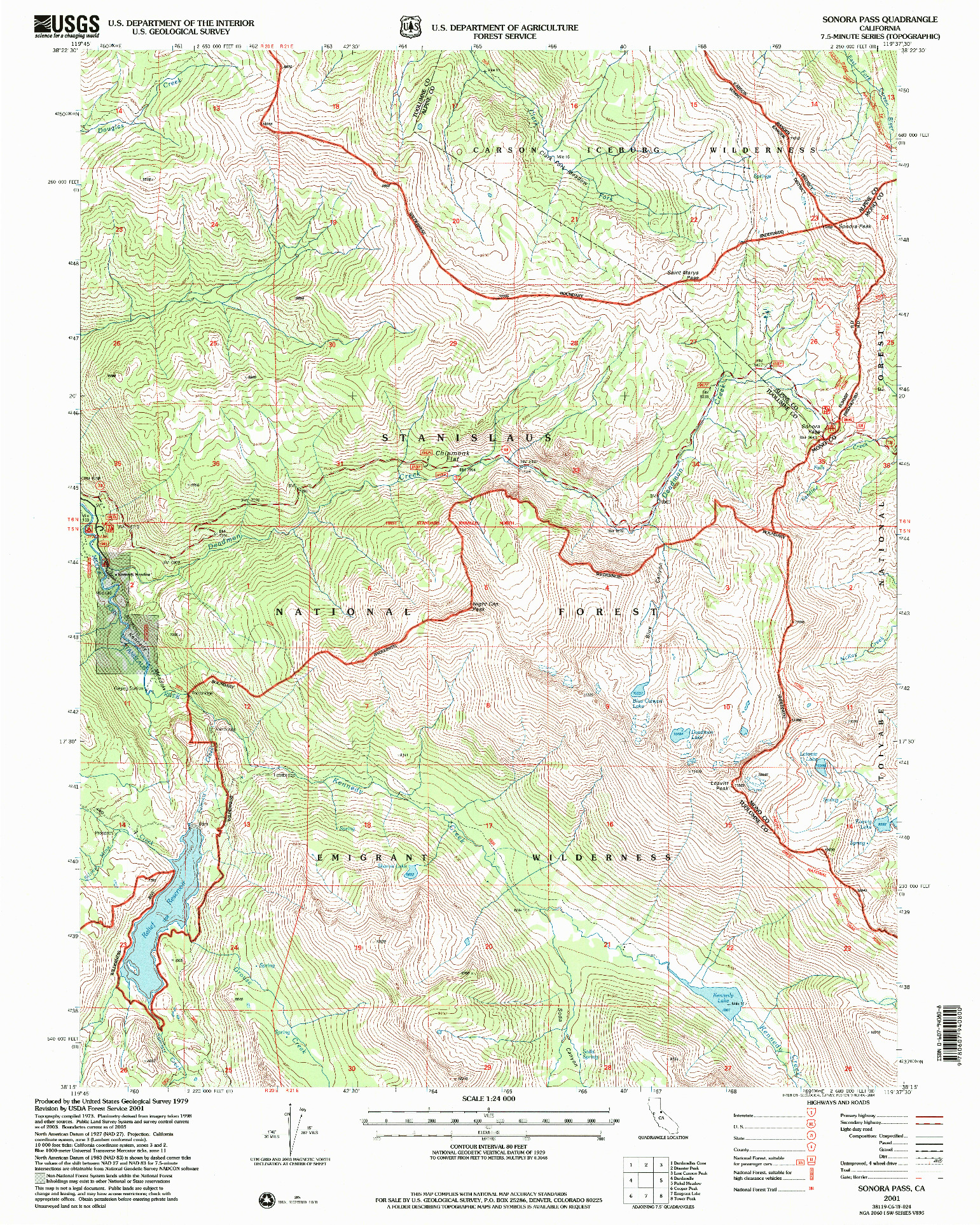 USGS 1:24000-SCALE QUADRANGLE FOR SONORA PASS, CA 2001