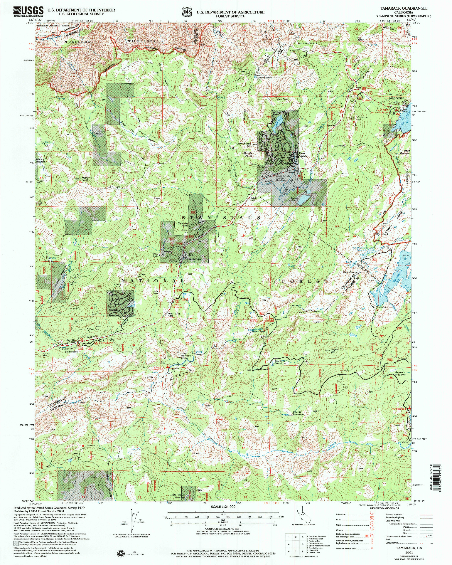 USGS 1:24000-SCALE QUADRANGLE FOR TAMARACK, CA 2001