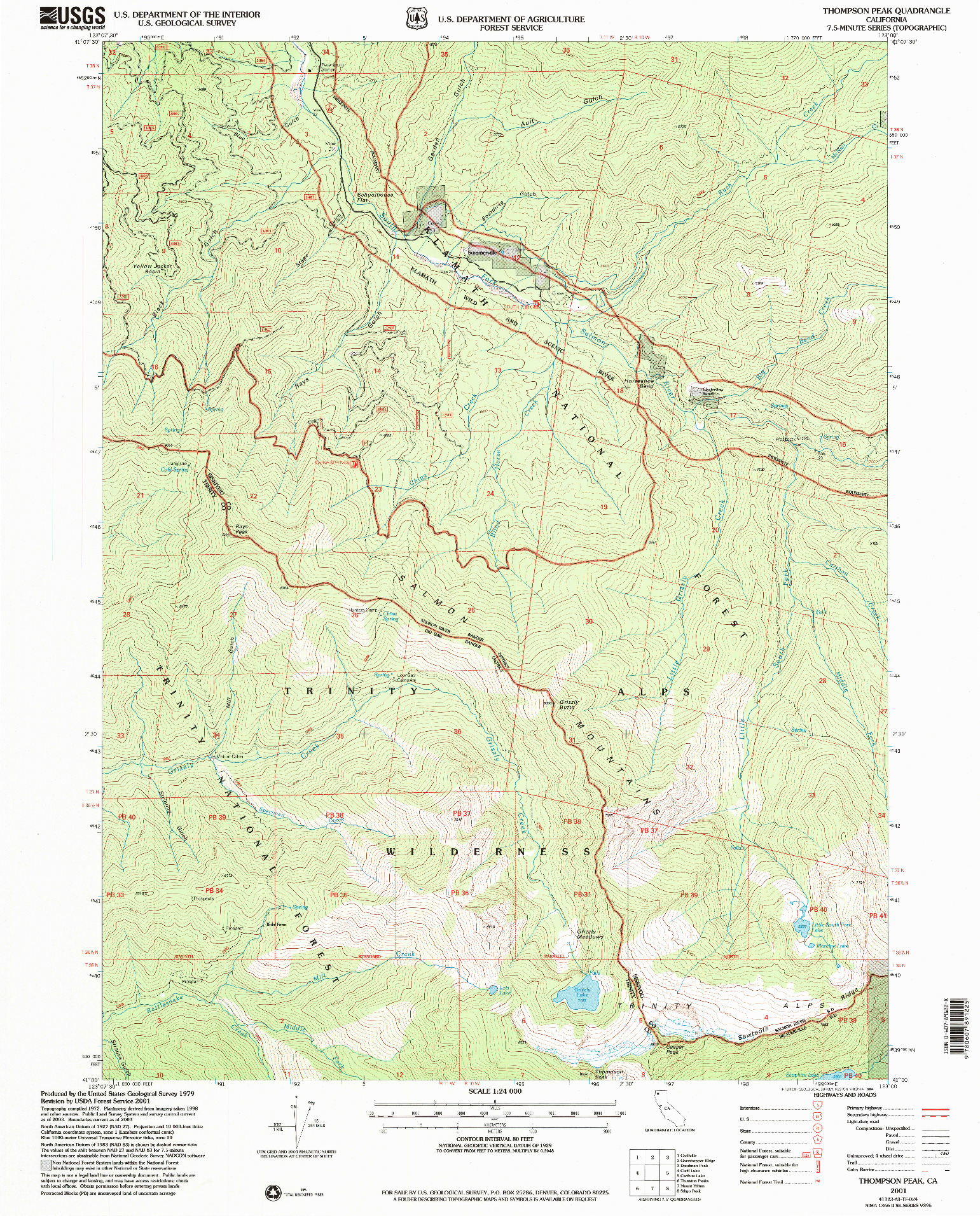 USGS 1:24000-SCALE QUADRANGLE FOR THOMPSON PEAK, CA 2001