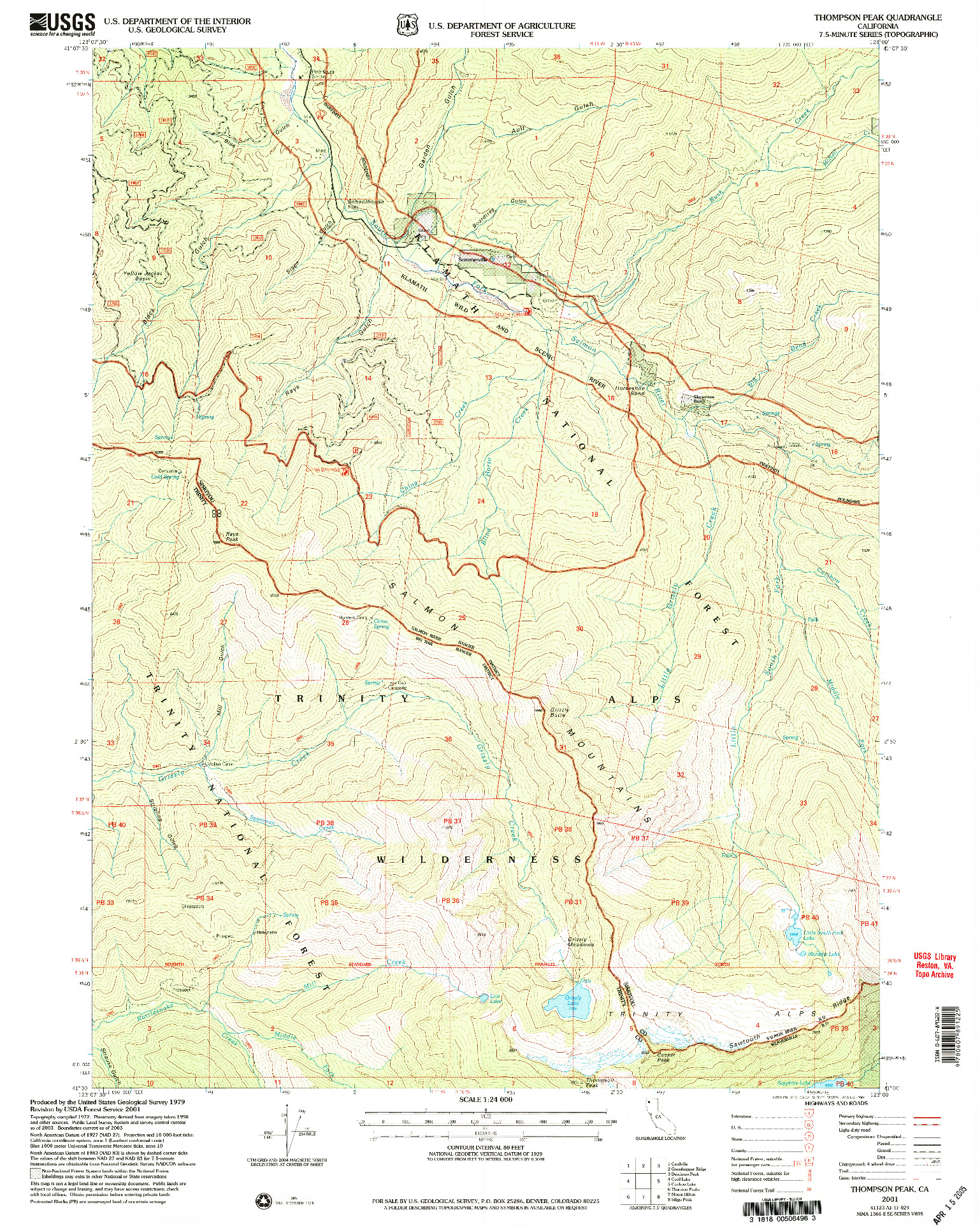 USGS 1:24000-SCALE QUADRANGLE FOR THOMPSON PEAK, CA 2001