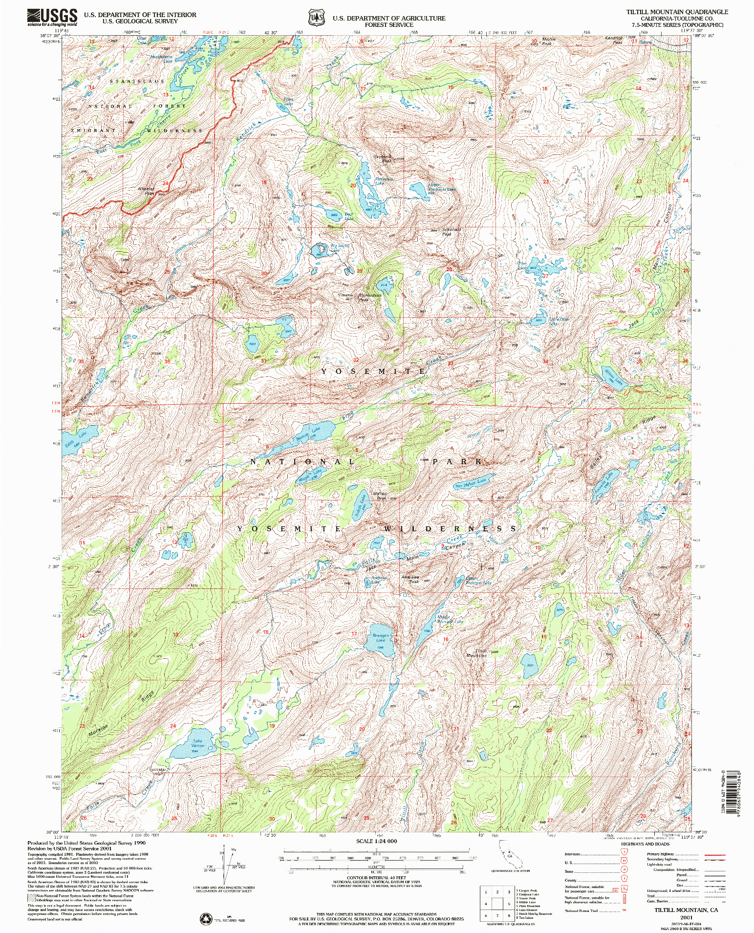USGS 1:24000-SCALE QUADRANGLE FOR TILTILL MOUNTAIN, CA 2001