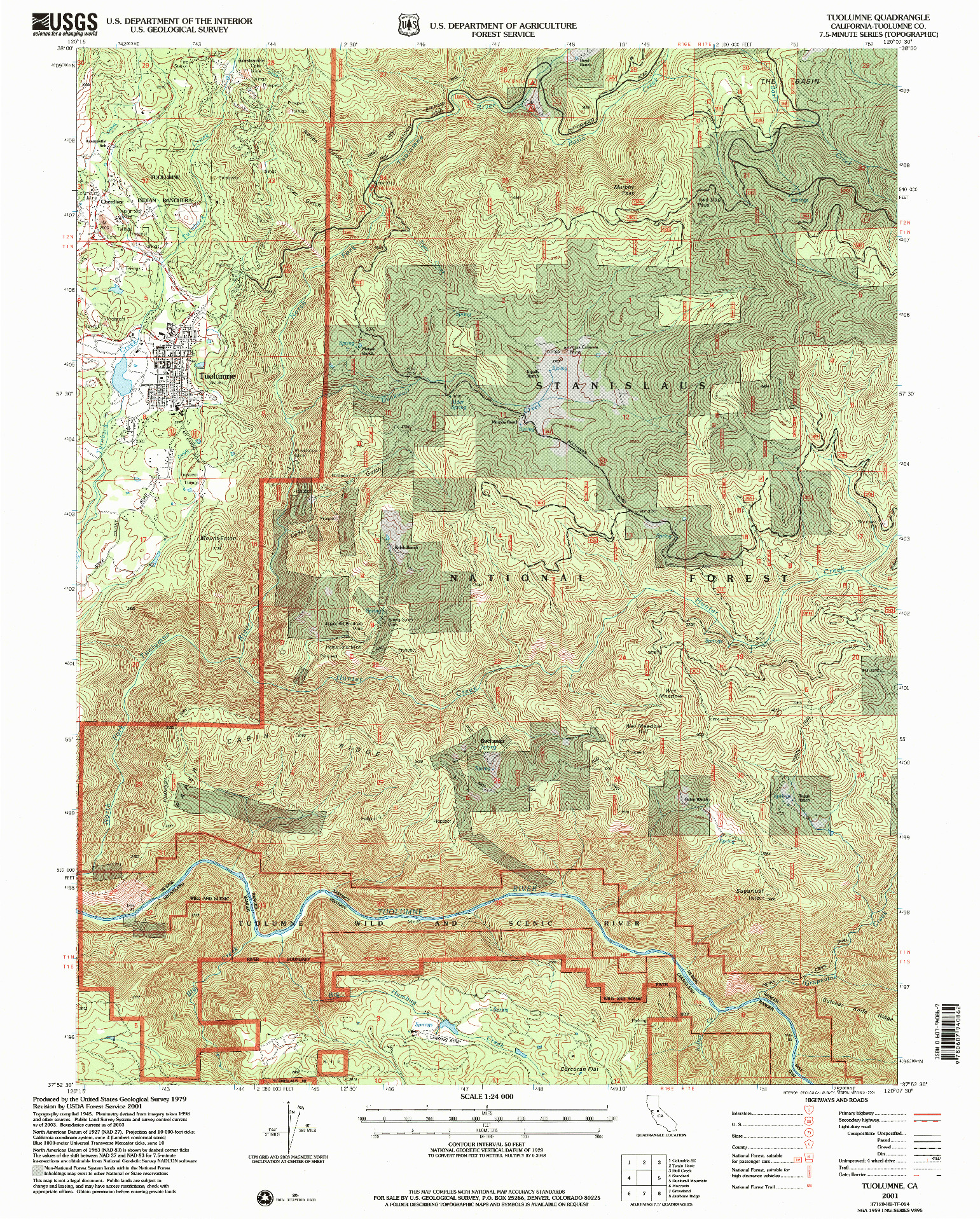 USGS 1:24000-SCALE QUADRANGLE FOR TUOLUMNE, CA 2001