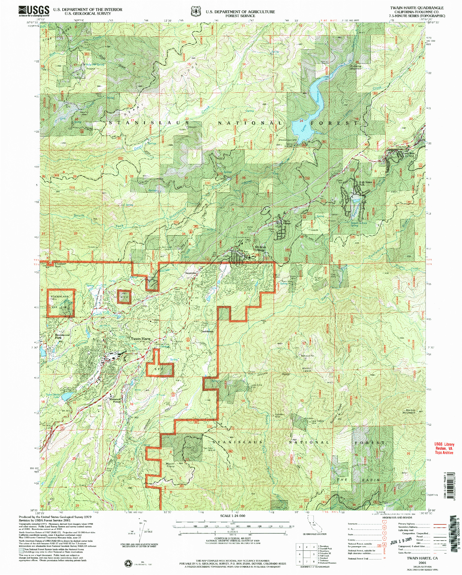 USGS 1:24000-SCALE QUADRANGLE FOR TWAIN HARTE, CA 2001