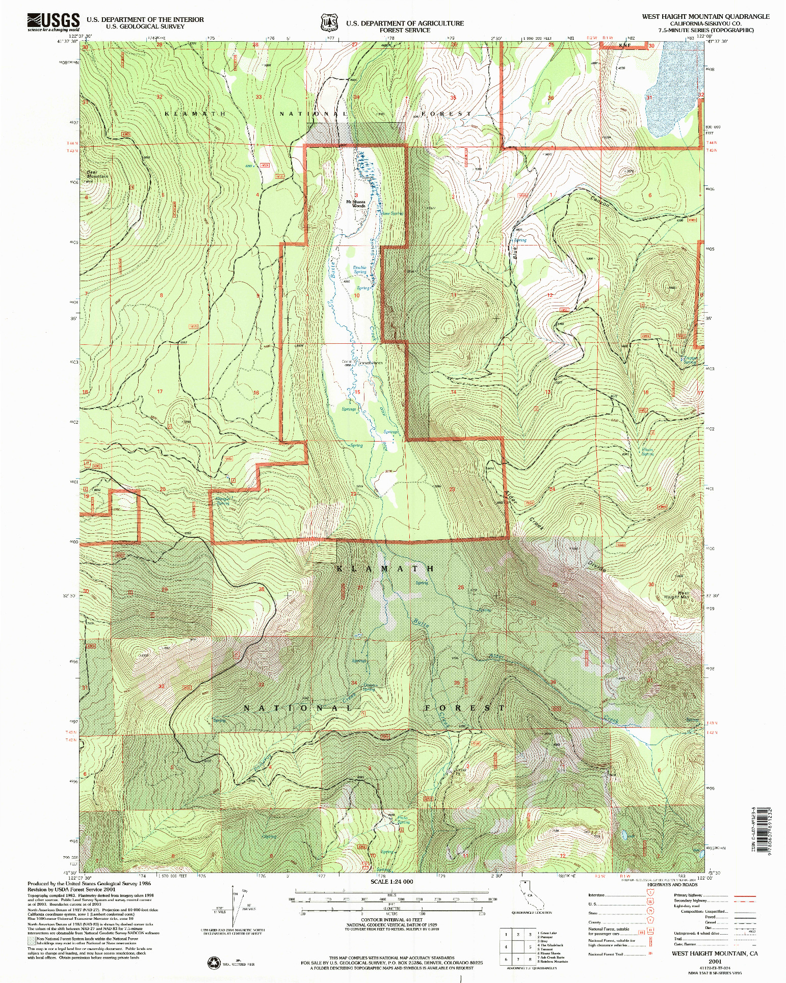 USGS 1:24000-SCALE QUADRANGLE FOR WEST HAIGHT MOUNTAIN, CA 2001