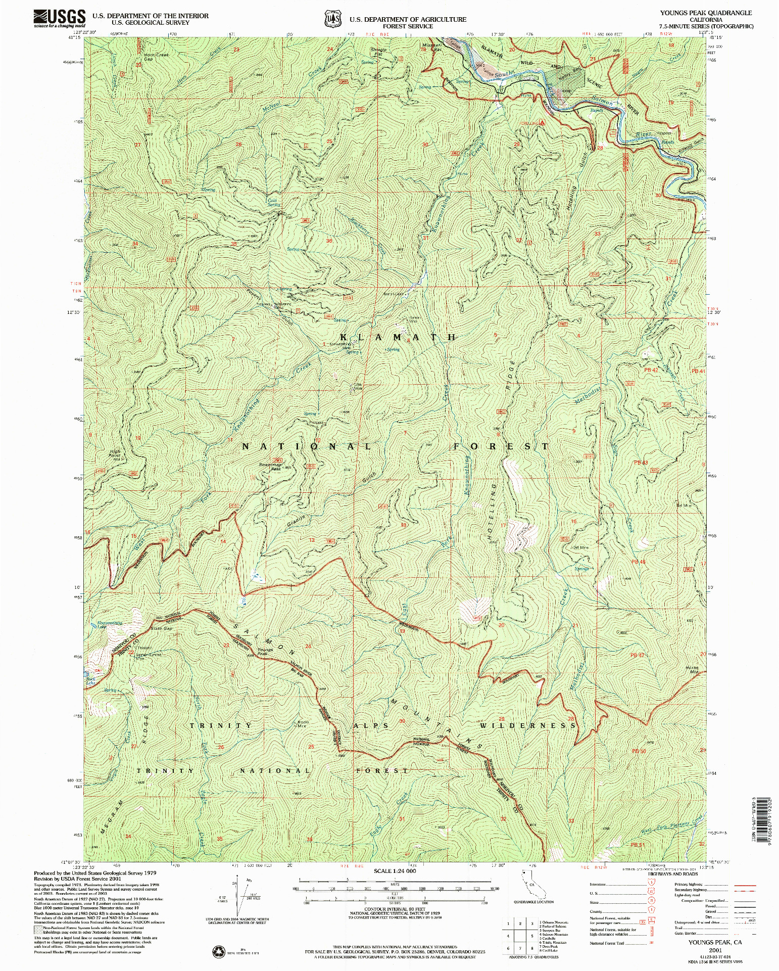 USGS 1:24000-SCALE QUADRANGLE FOR YOUNGS PEAK, CA 2001