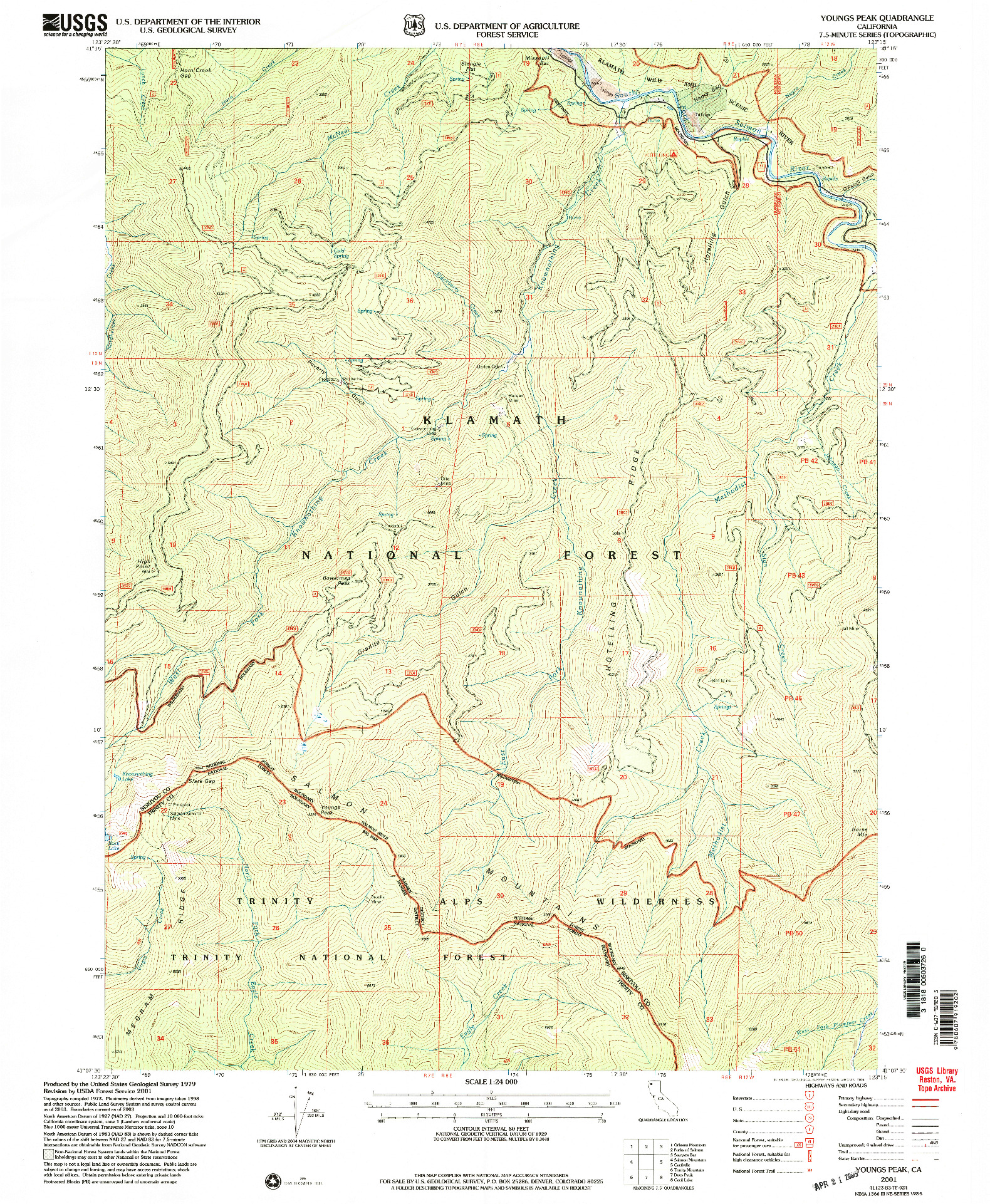 USGS 1:24000-SCALE QUADRANGLE FOR YOUNGS PEAK, CA 2001