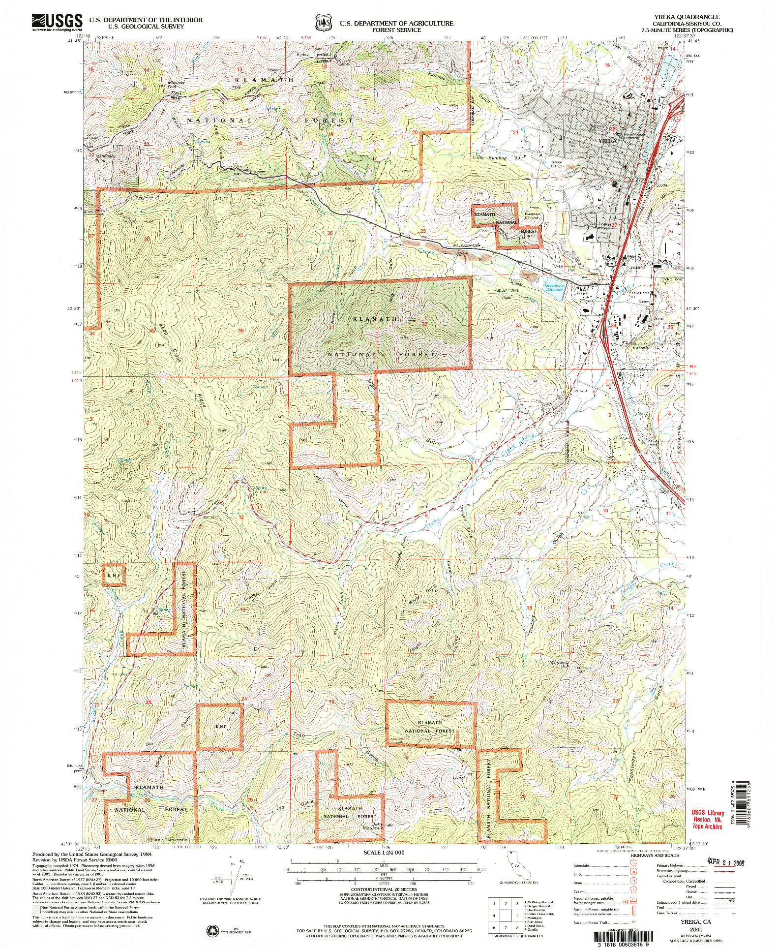 USGS 1:24000-SCALE QUADRANGLE FOR YREKA, CA 2001