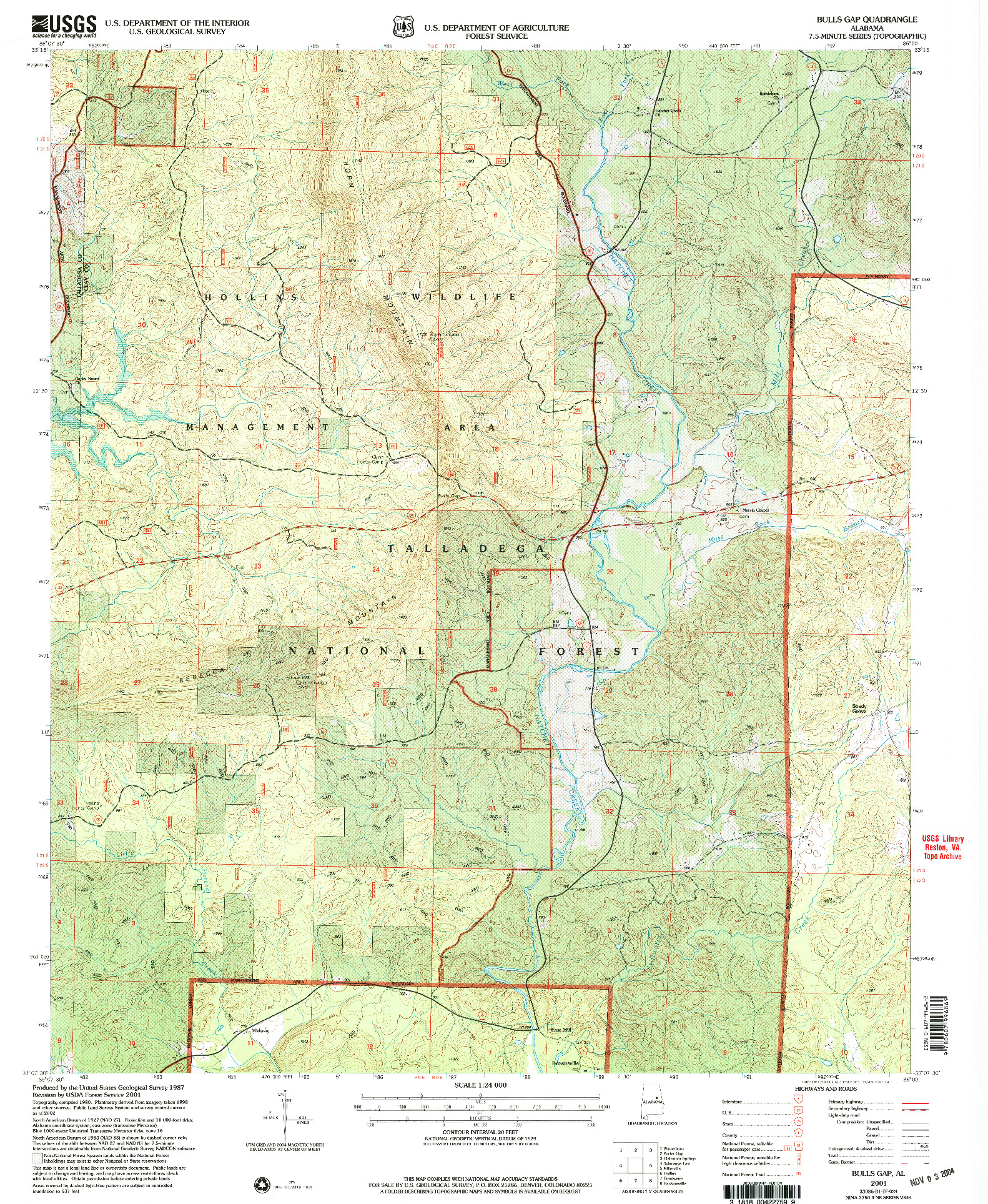 USGS 1:24000-SCALE QUADRANGLE FOR BULLS GAP, AL 2001