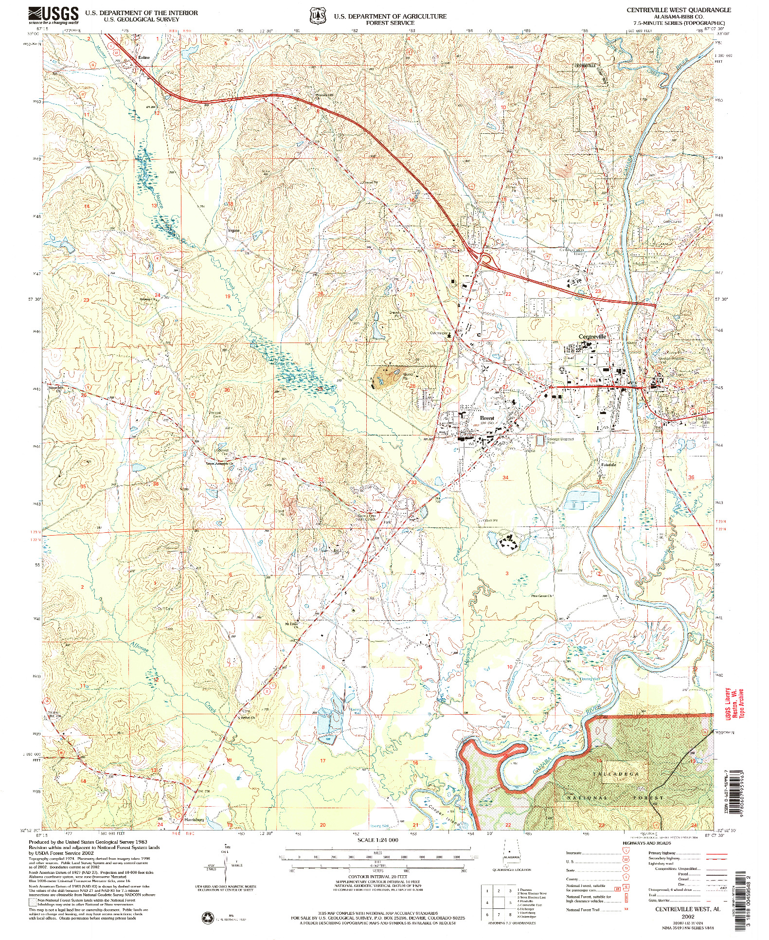 USGS 1:24000-SCALE QUADRANGLE FOR CENTREVILLE WEST, AL 2002