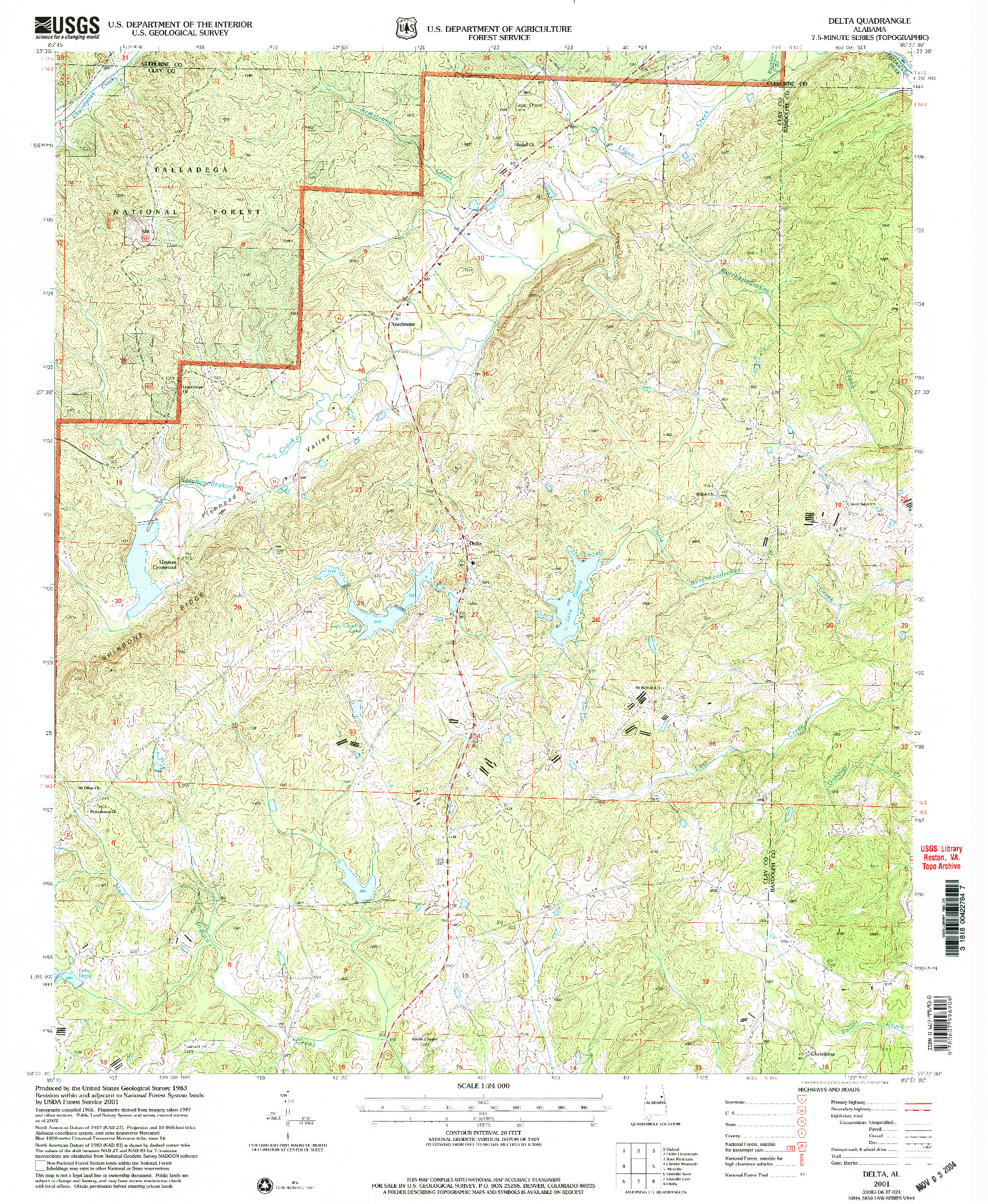 USGS 1:24000-SCALE QUADRANGLE FOR DELTA, AL 2001