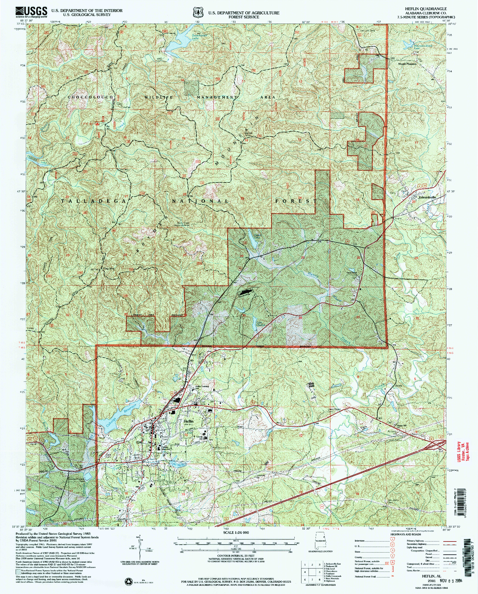 USGS 1:24000-SCALE QUADRANGLE FOR HEFLIN, AL 2001