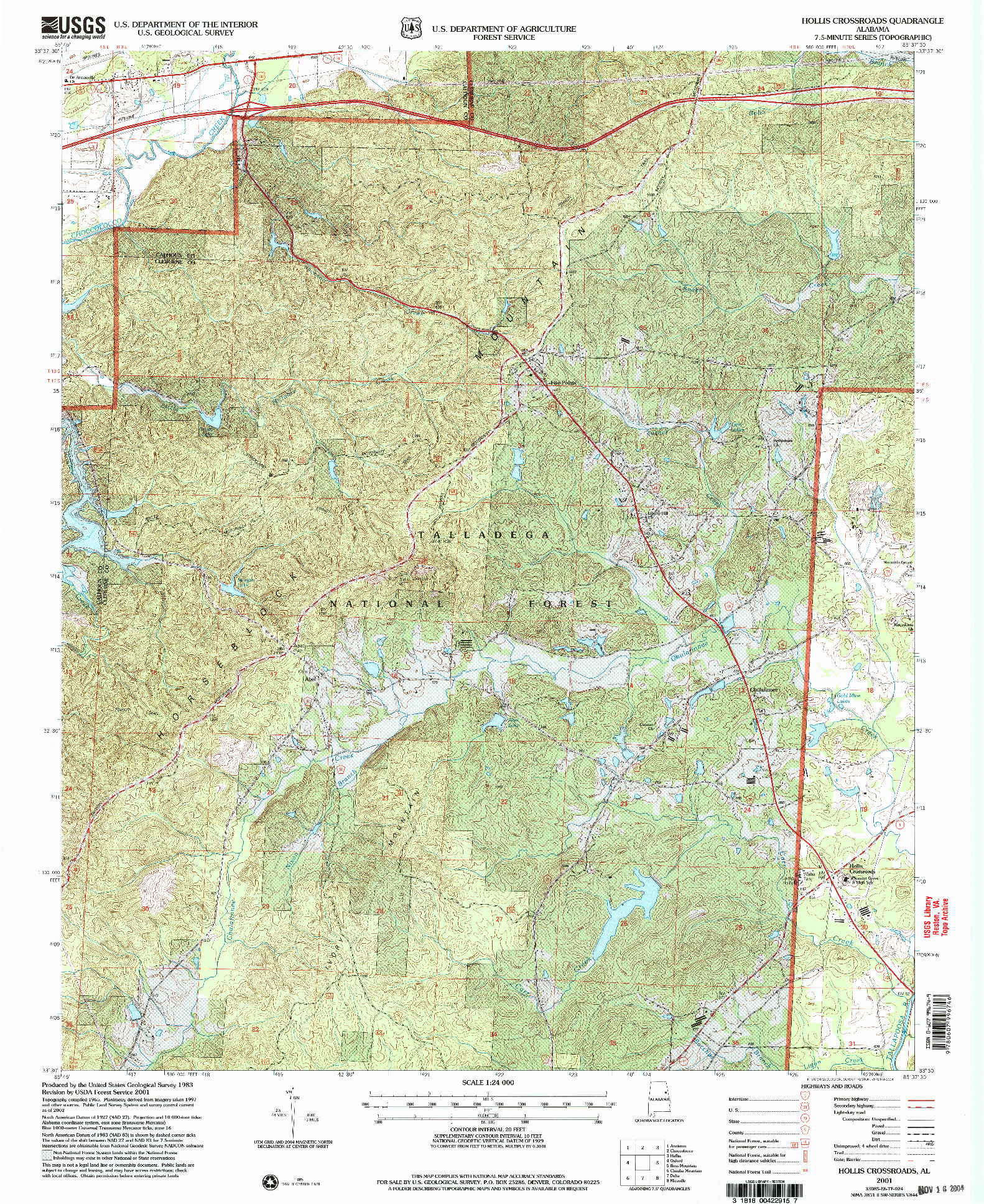 USGS 1:24000-SCALE QUADRANGLE FOR HOLLIS CROSSROADS, AL 2001