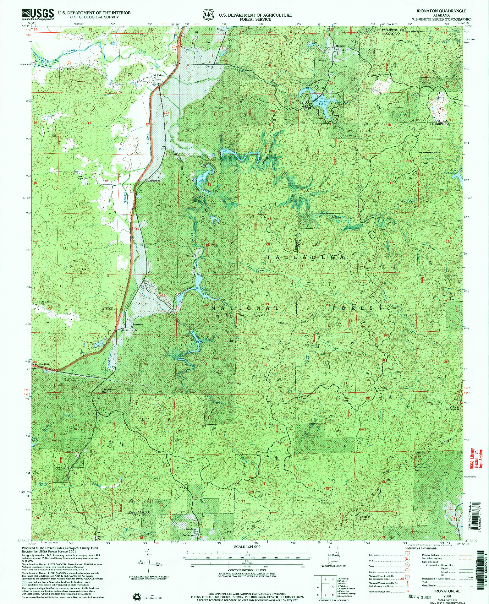 USGS 1:24000-SCALE QUADRANGLE FOR IRONATON, AL 2001