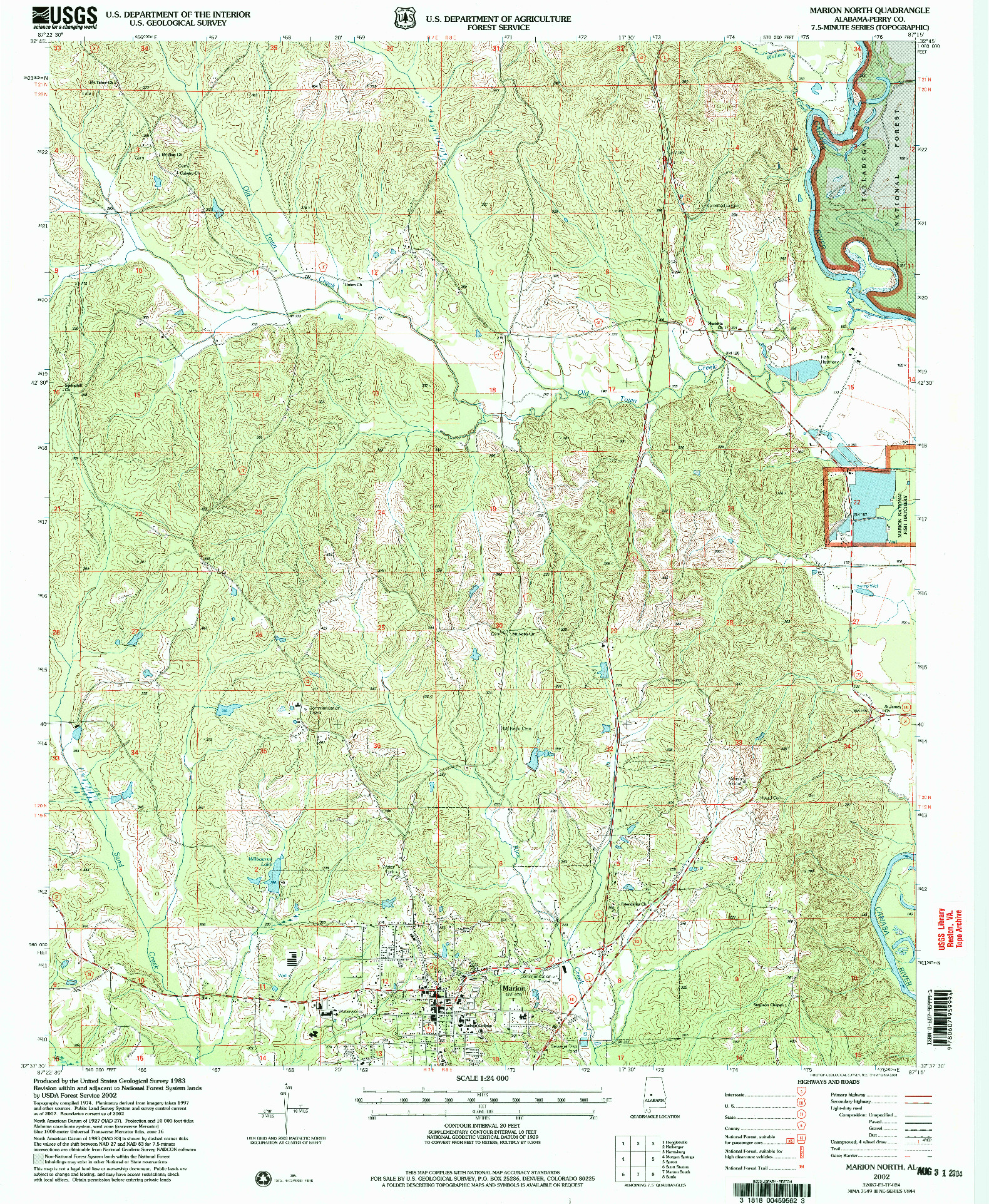 USGS 1:24000-SCALE QUADRANGLE FOR MARION NORTH, AL 2002