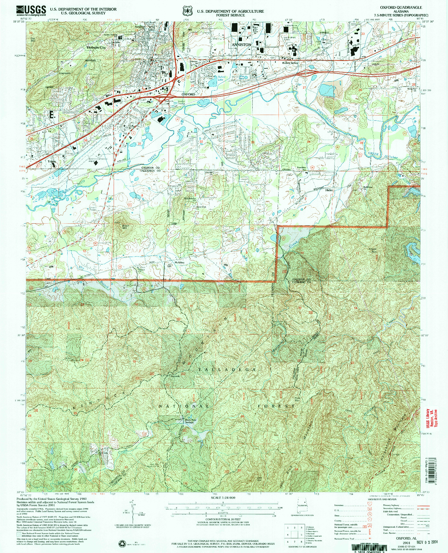 USGS 1:24000-SCALE QUADRANGLE FOR OXFORD, AL 2001