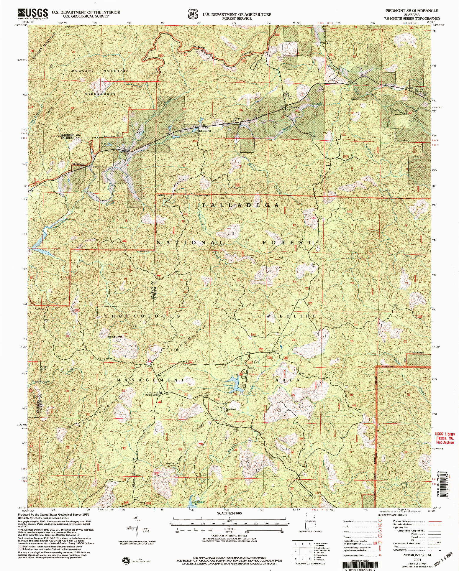 USGS 1:24000-SCALE QUADRANGLE FOR PIEDMONT SE, AL 2001
