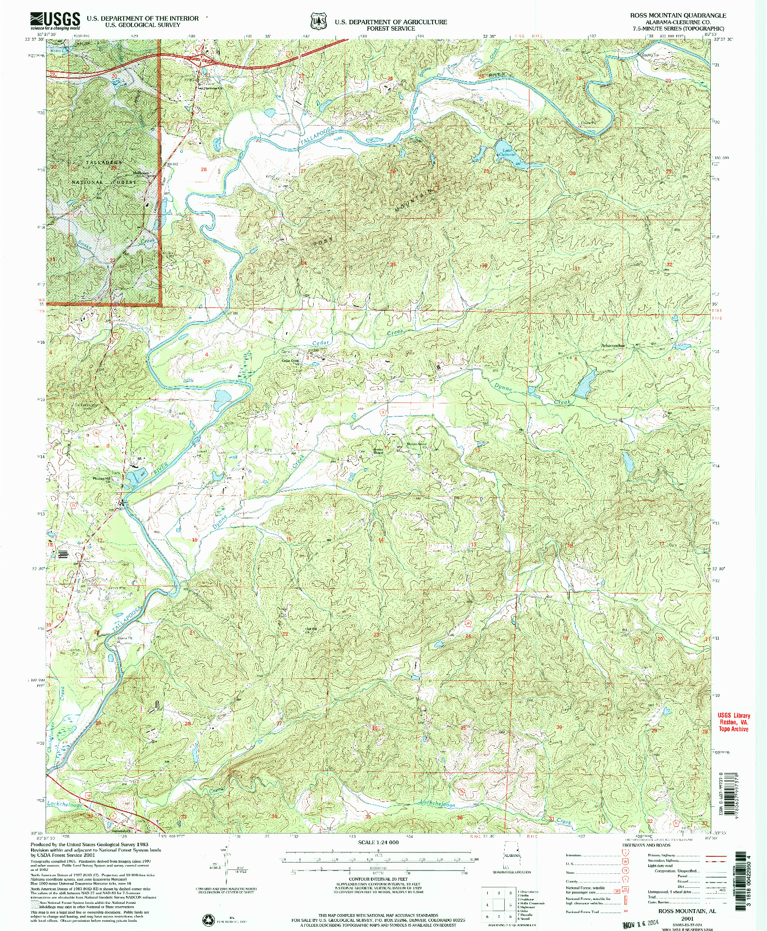 USGS 1:24000-SCALE QUADRANGLE FOR ROSS MOUNTAIN, AL 2001