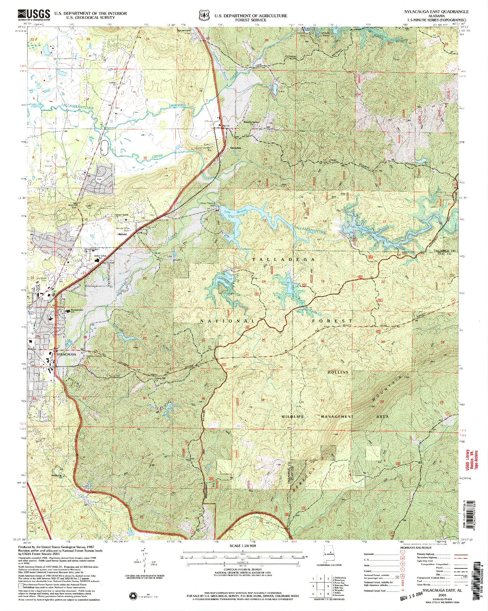 USGS 1:24000-SCALE QUADRANGLE FOR SYLACAUGA EAST, AL 2001
