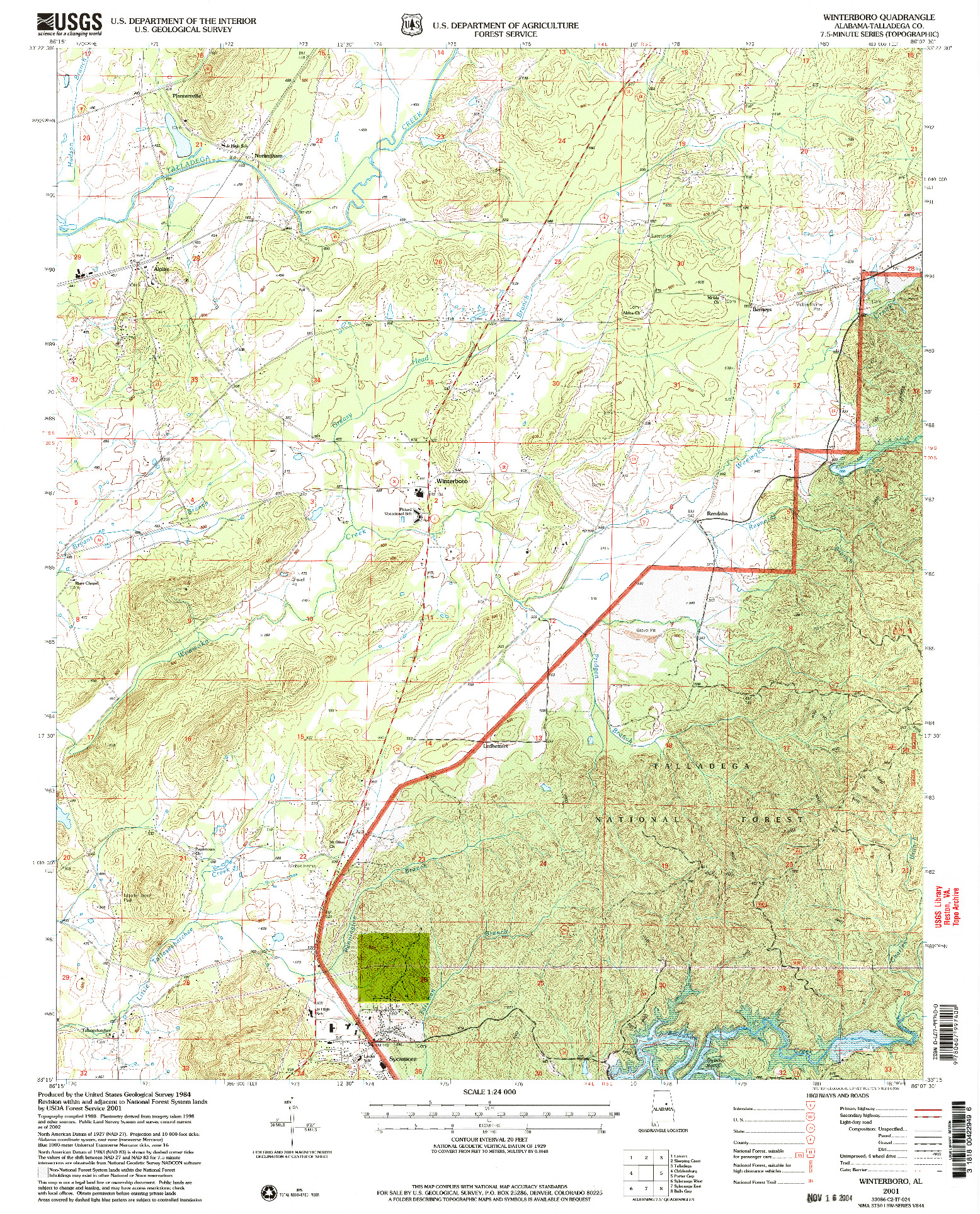 USGS 1:24000-SCALE QUADRANGLE FOR WINTERBORO, AL 2001