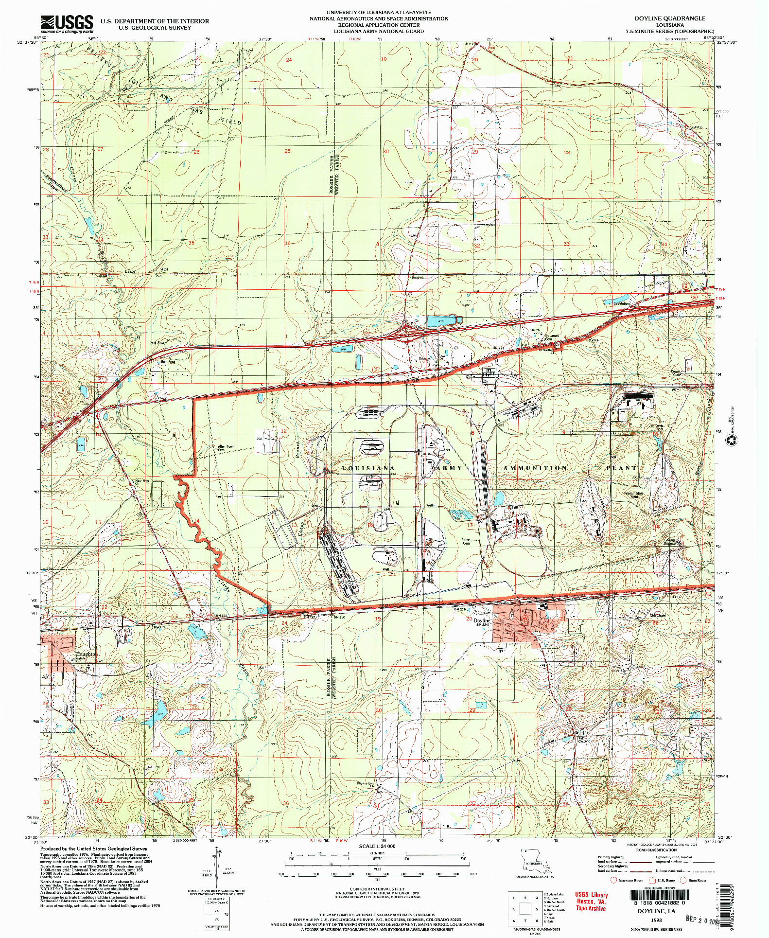USGS 1:24000-SCALE QUADRANGLE FOR DOYLINE, LA 1998