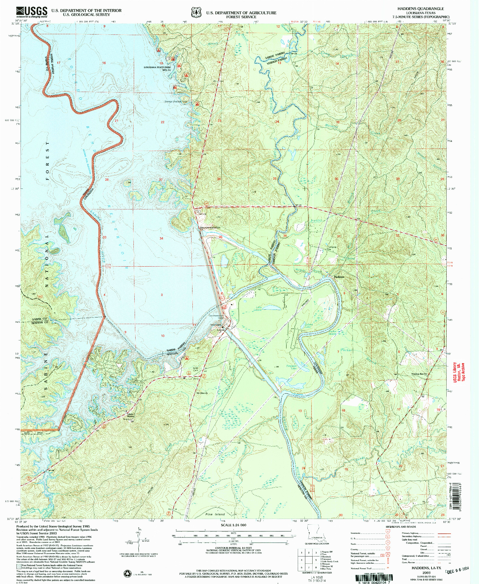 USGS 1:24000-SCALE QUADRANGLE FOR HADDENS, LA 2003