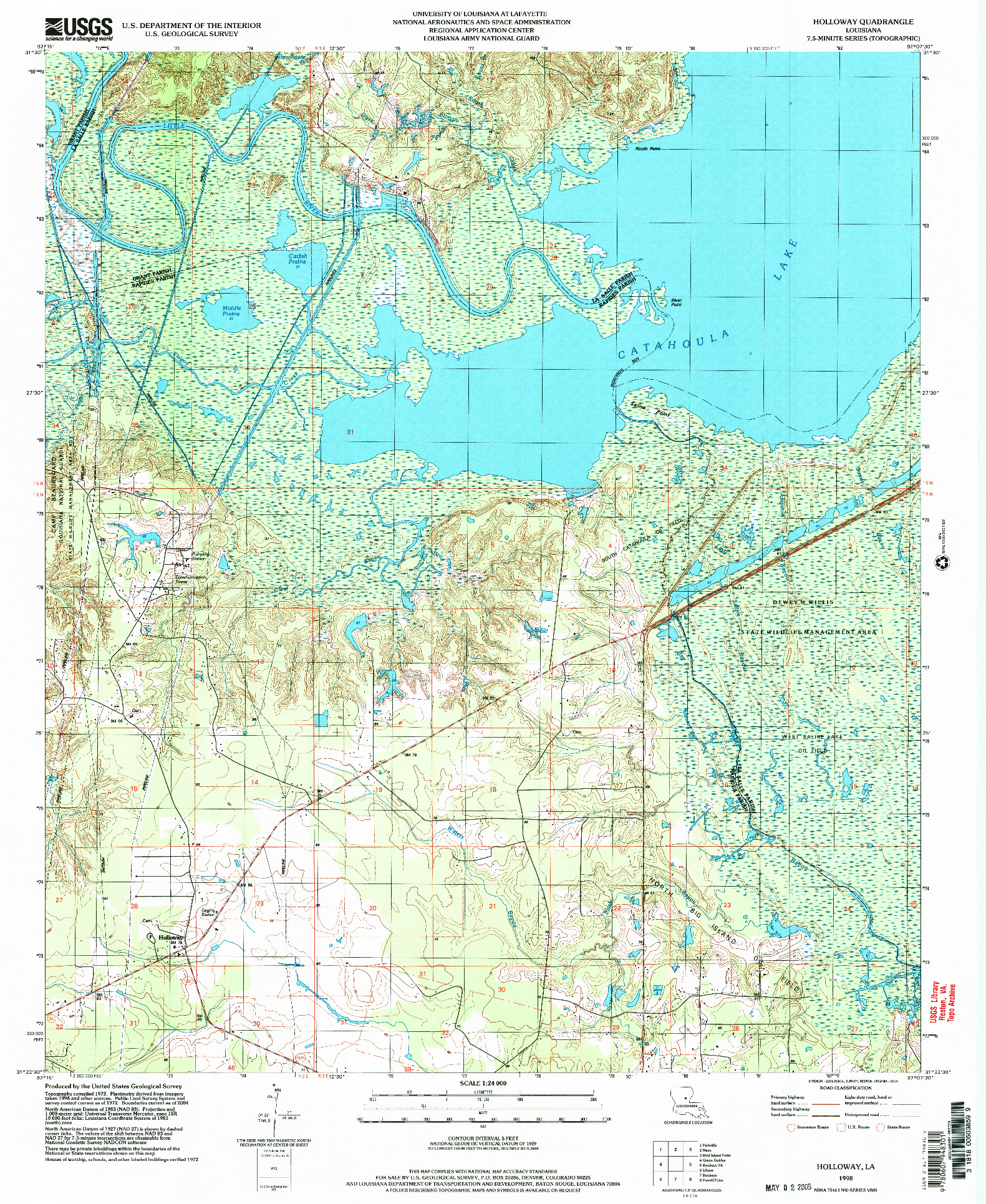 USGS 1:24000-SCALE QUADRANGLE FOR HOLLOWAY, LA 1998